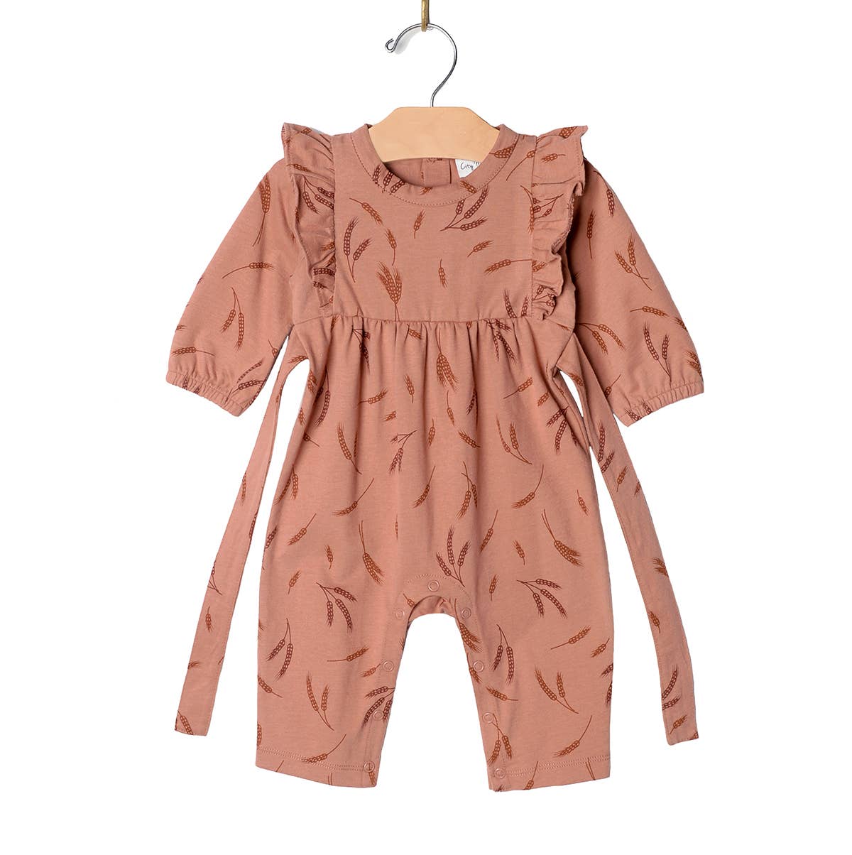 Flutter Long Sleeve Romper - Fall Wheat