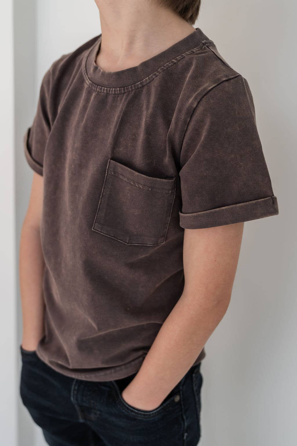 Stonewash Kids Pocket Tee-Slate