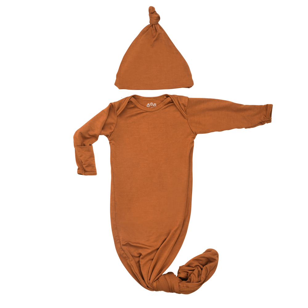 Longhorn Orange Knotted Baby Gown