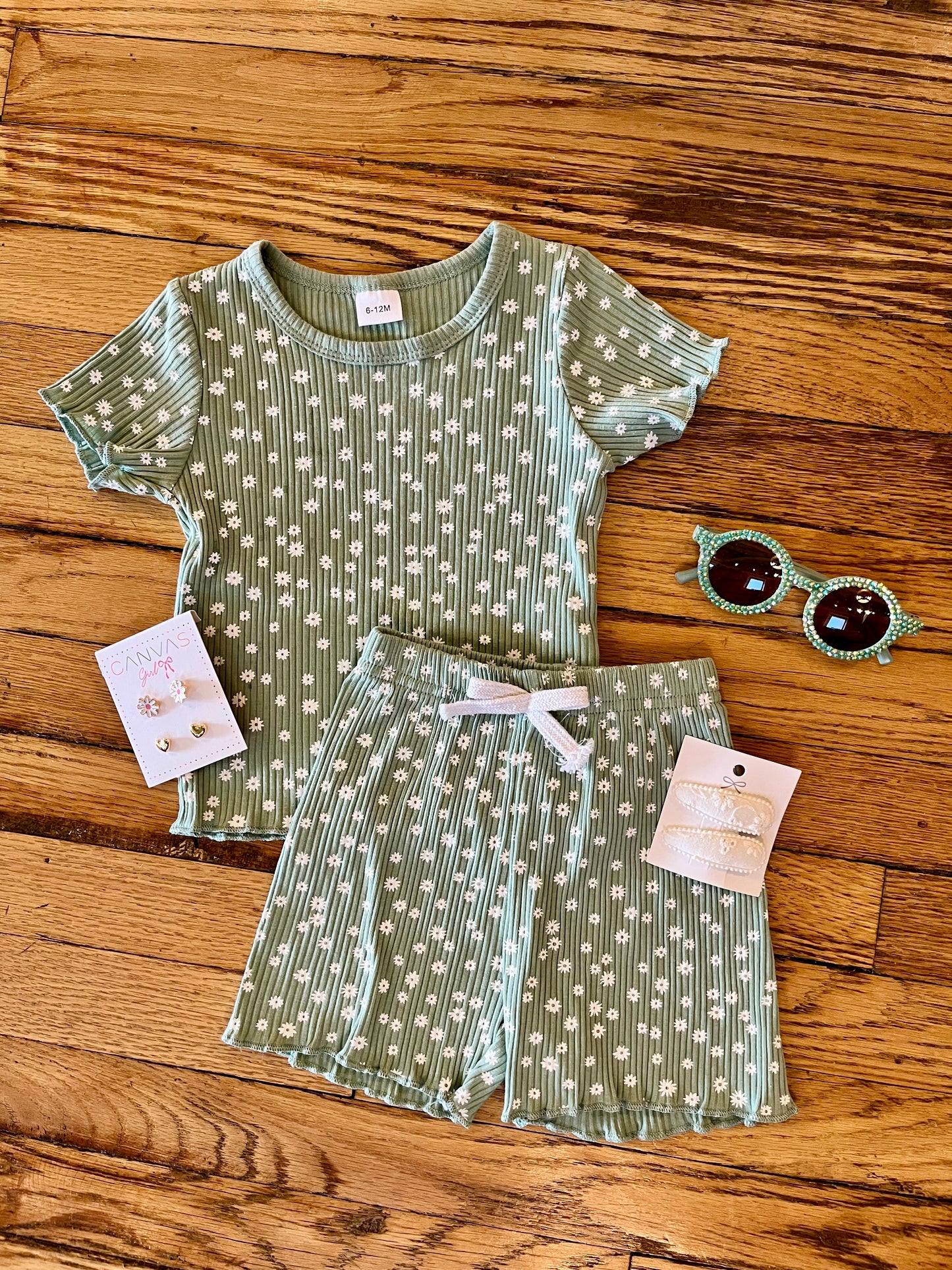 Sage Daisy Ribbed Two Piece Set