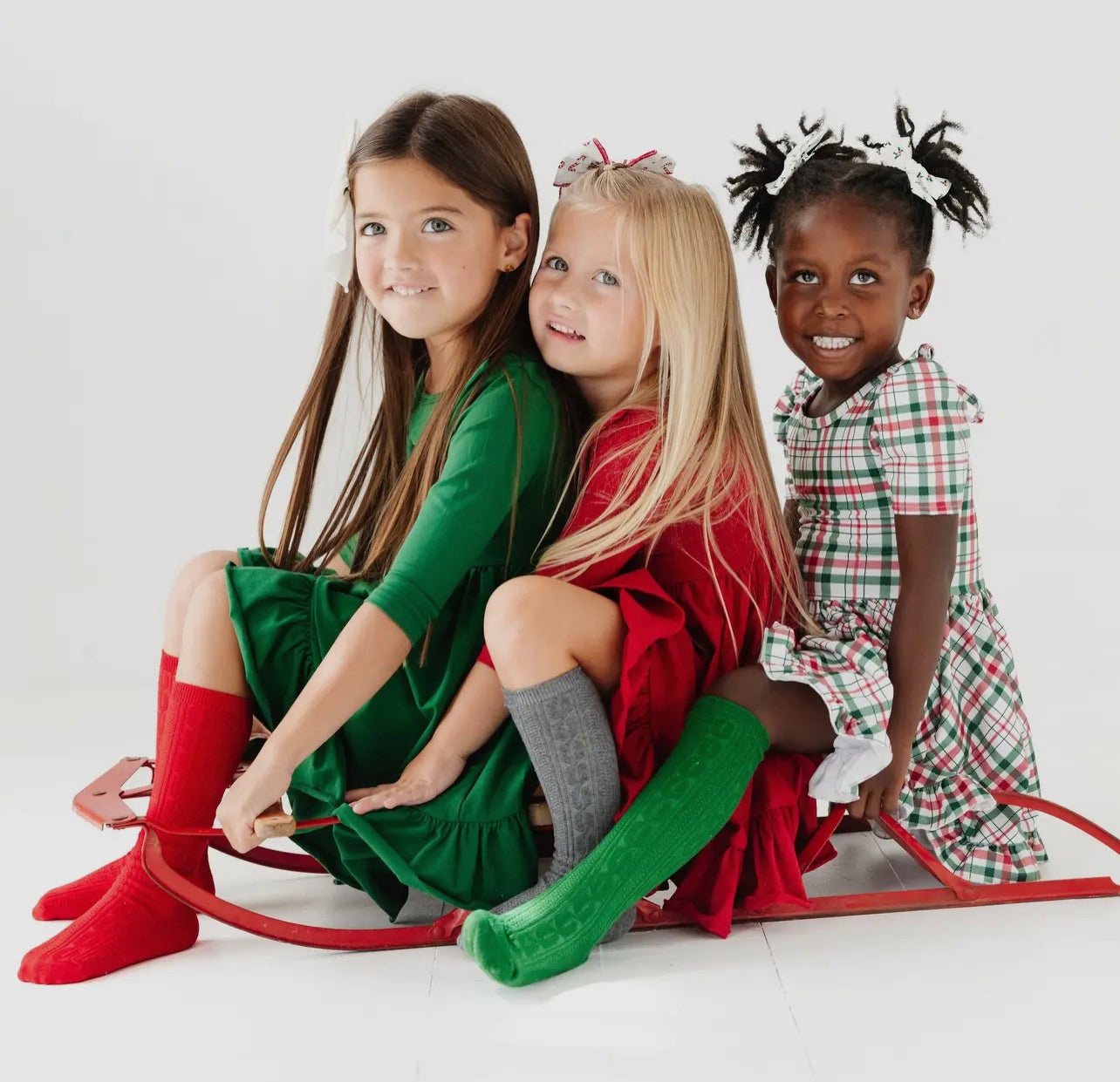 Little Stocking Co 3 Pack Cable Knit Knee High Socks - Christmas