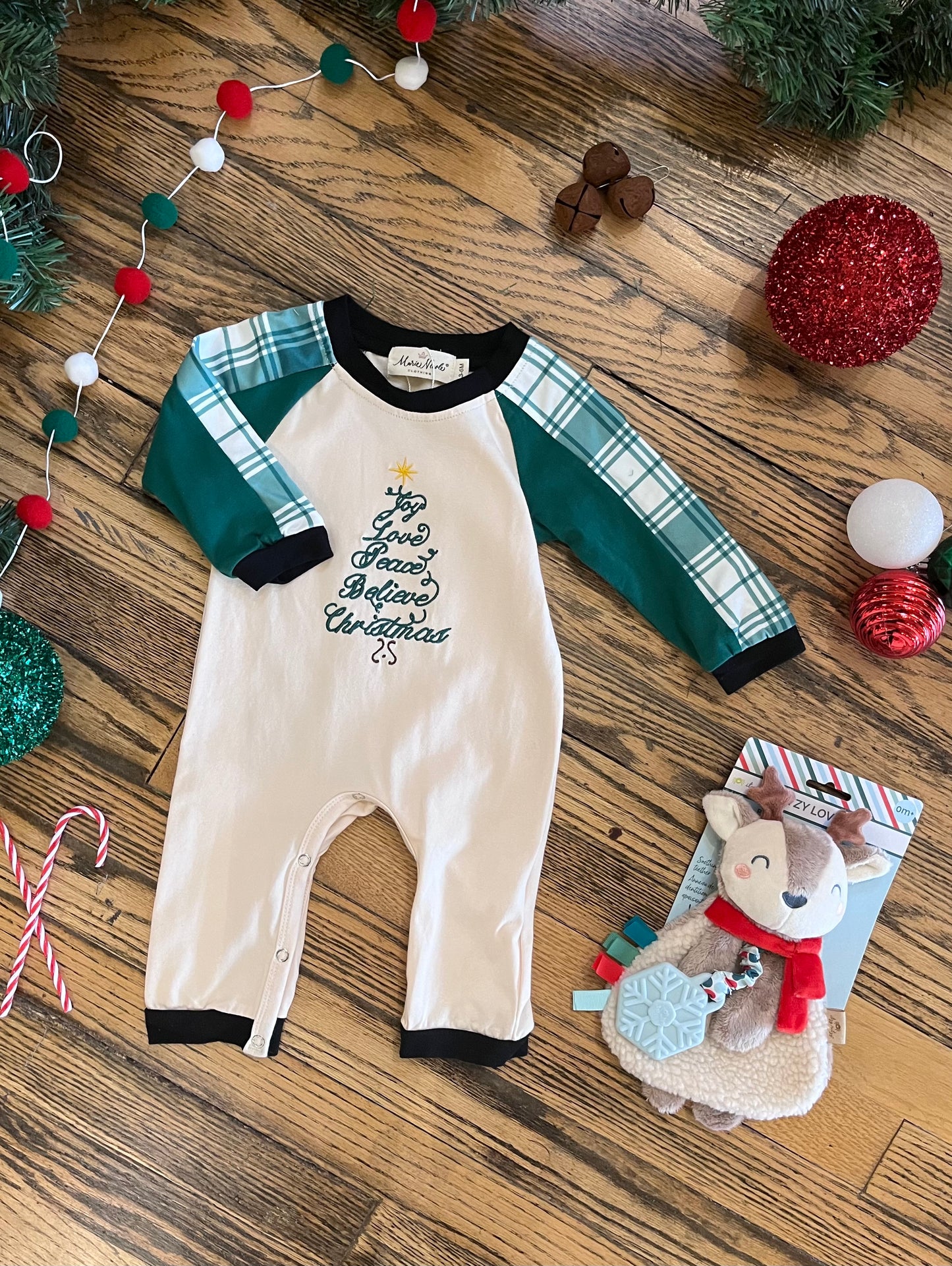 Cream & Evergreen Christmas Romper