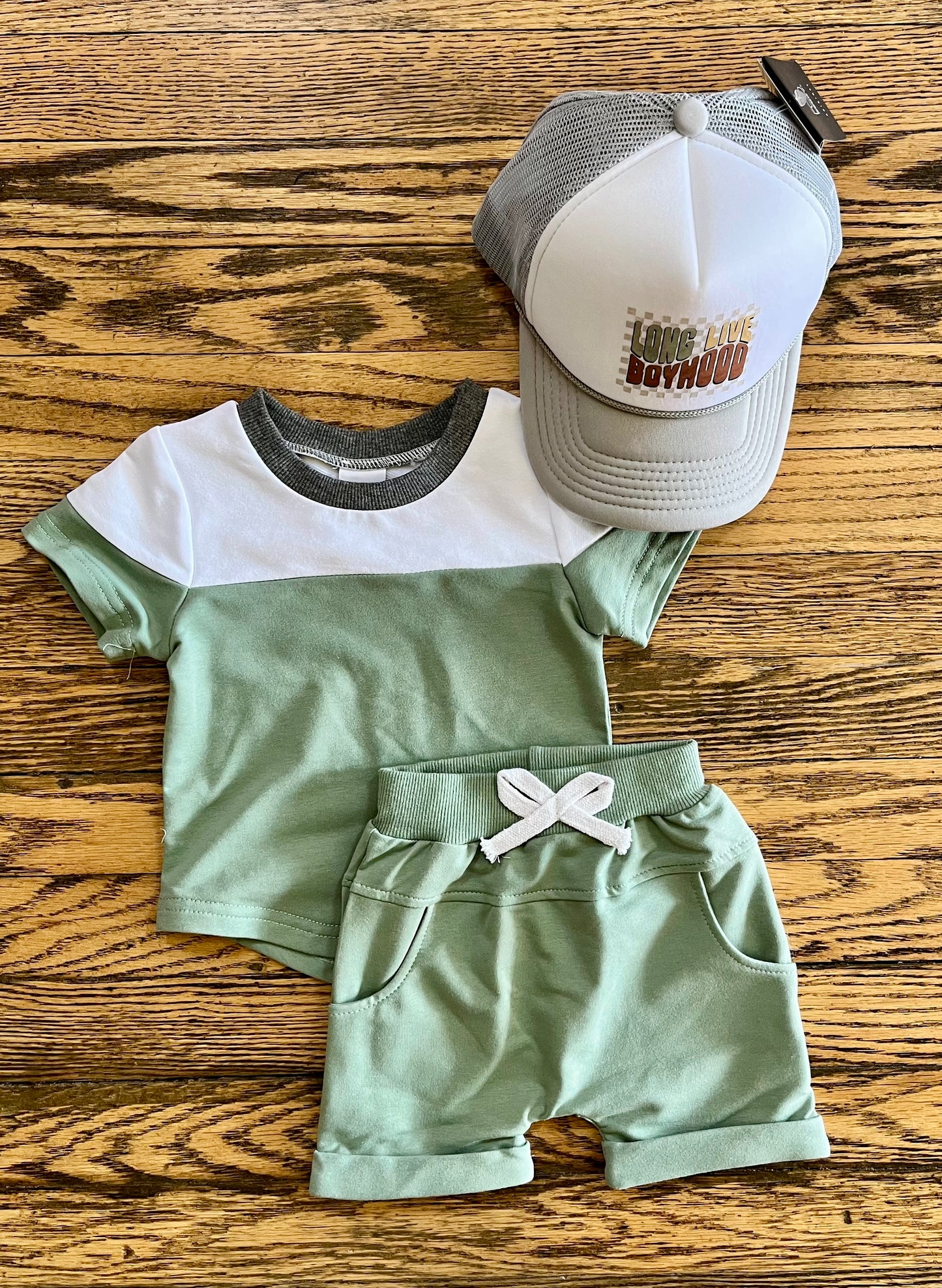 Sage Colorblock Shorts Set