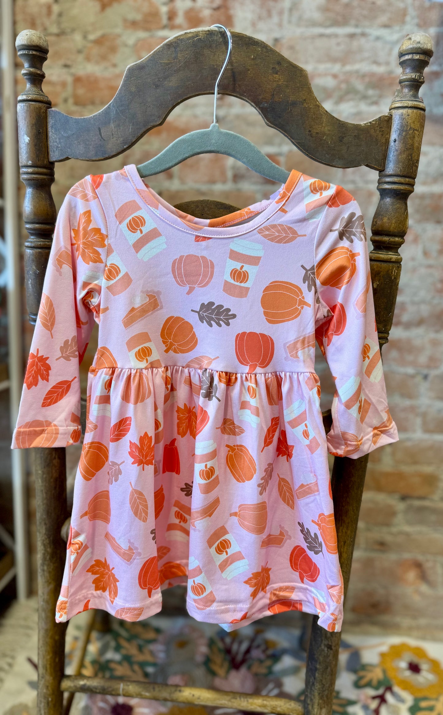 Pumpkin Spice Long Sleeve Twirl Dress