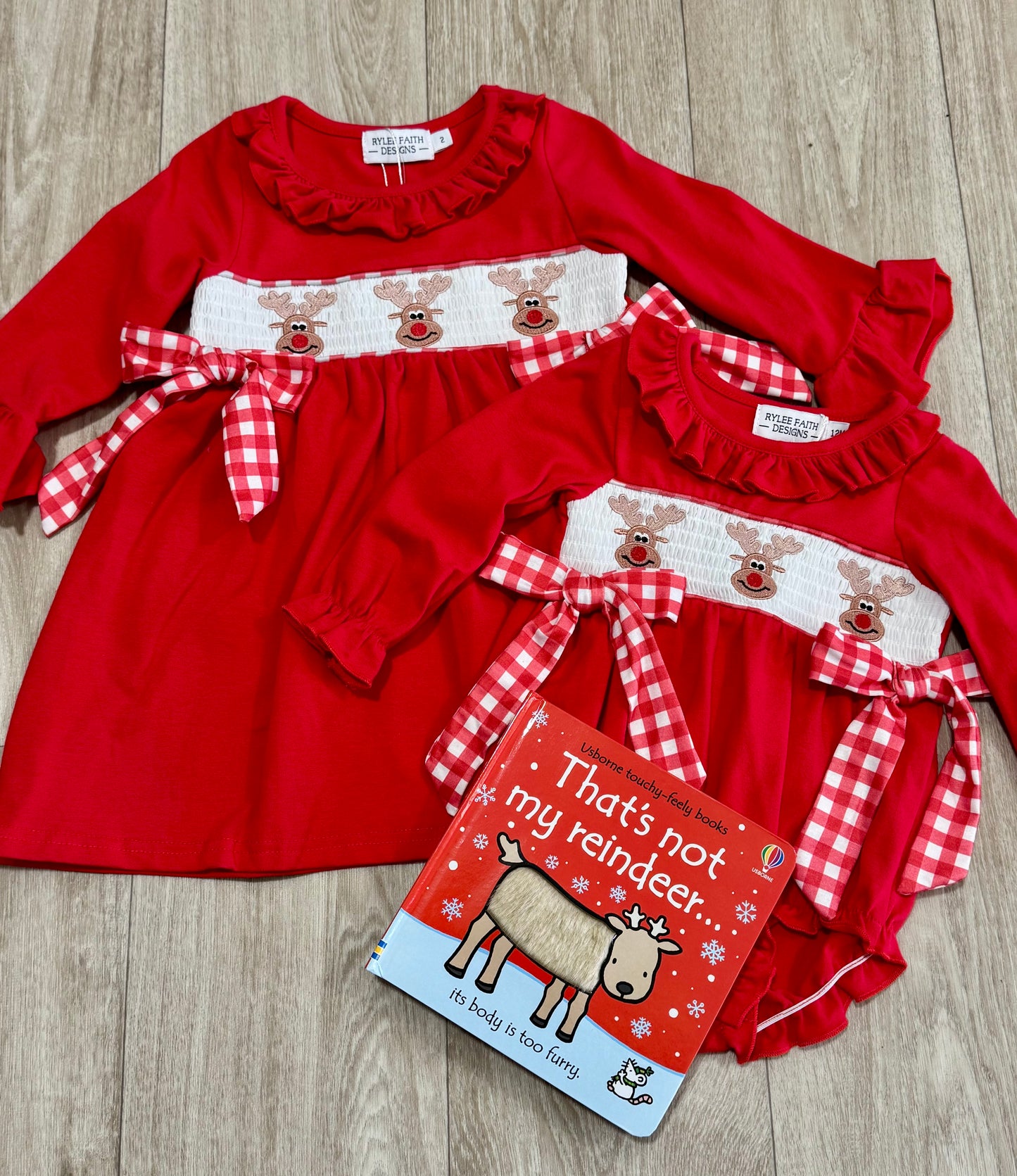 Smocked Reindeer Bow Dress