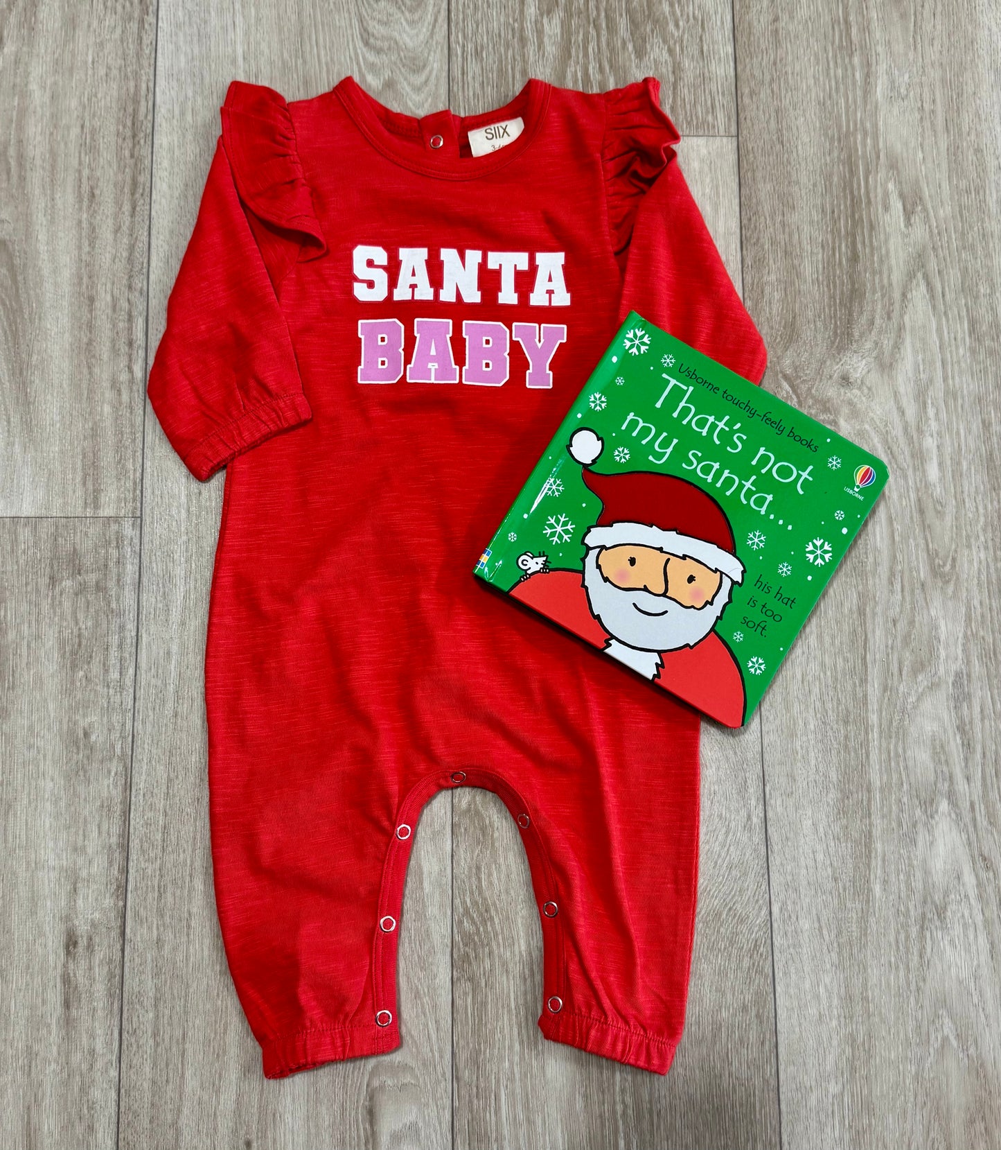 Santa Baby Long Sleeve Ruffle Romper