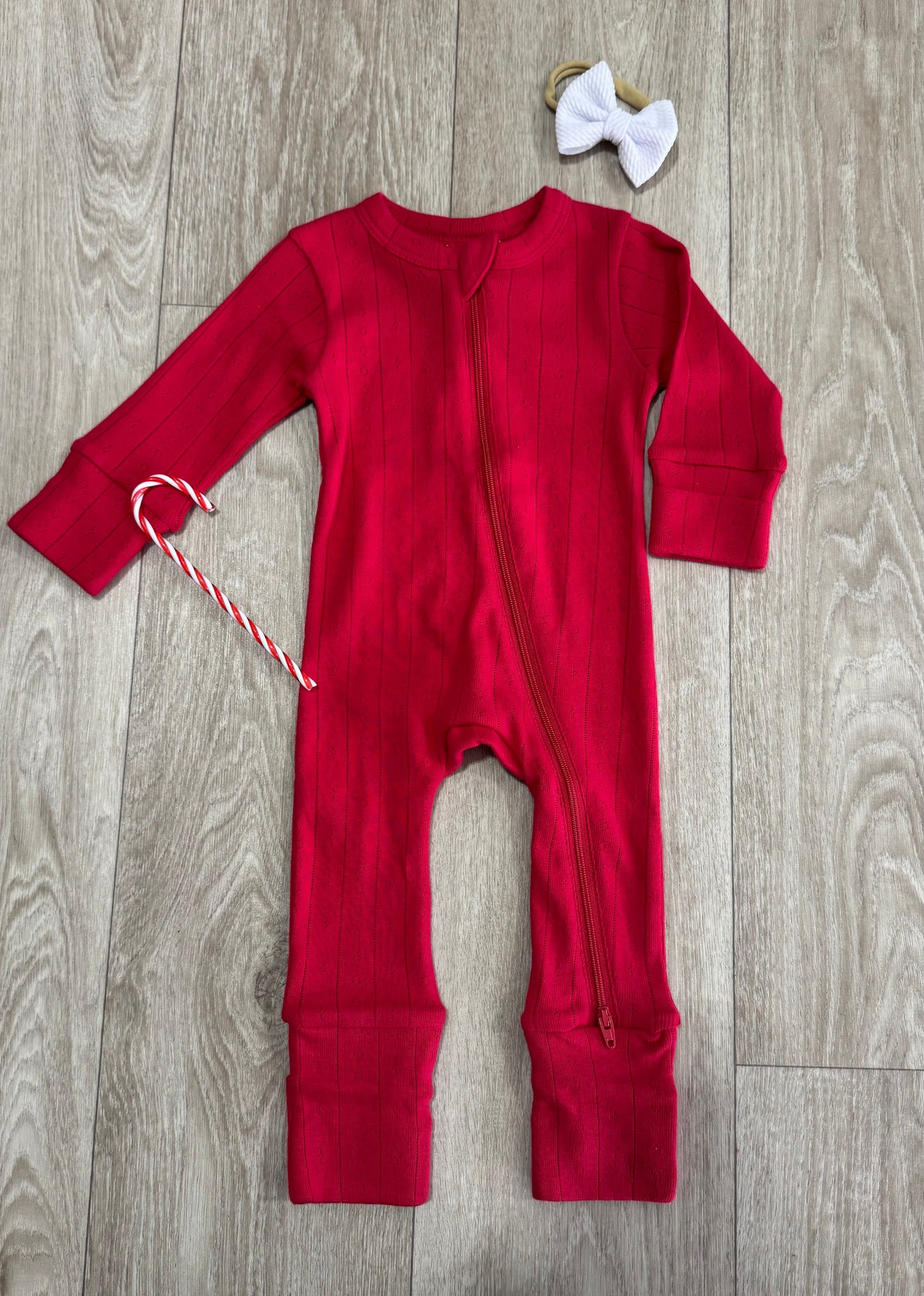 Red Pointelle Sleeper