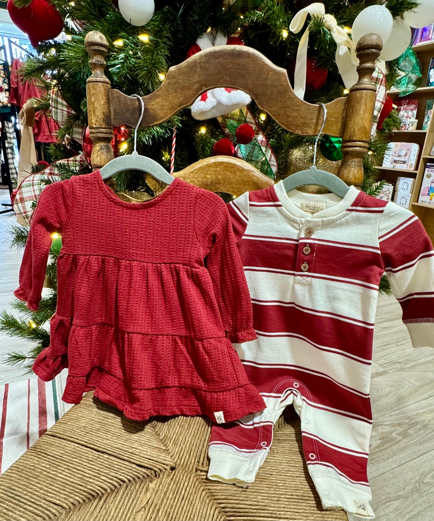 Brick Red Striped Romper