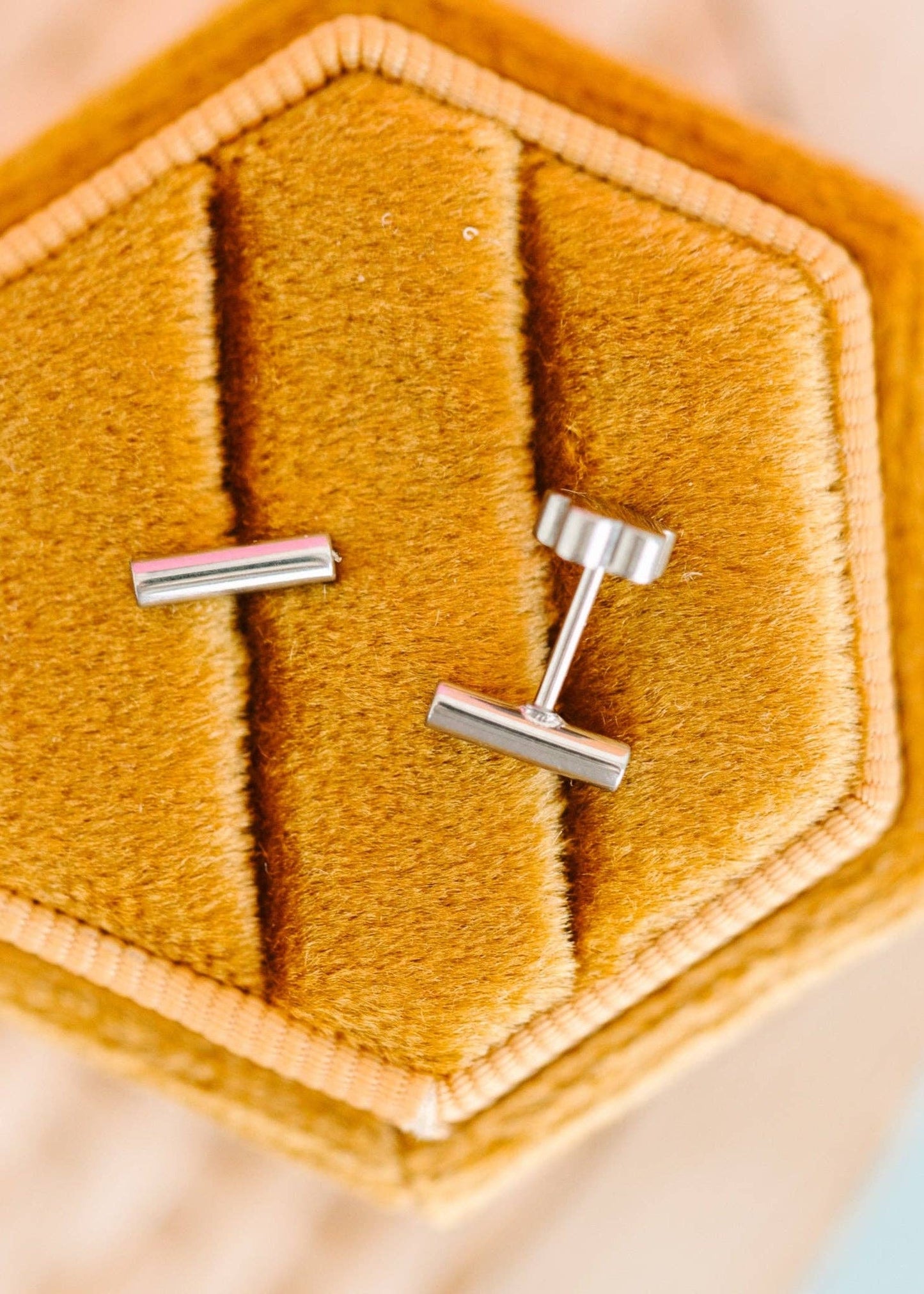 Silver Bar Flat Back Earrings