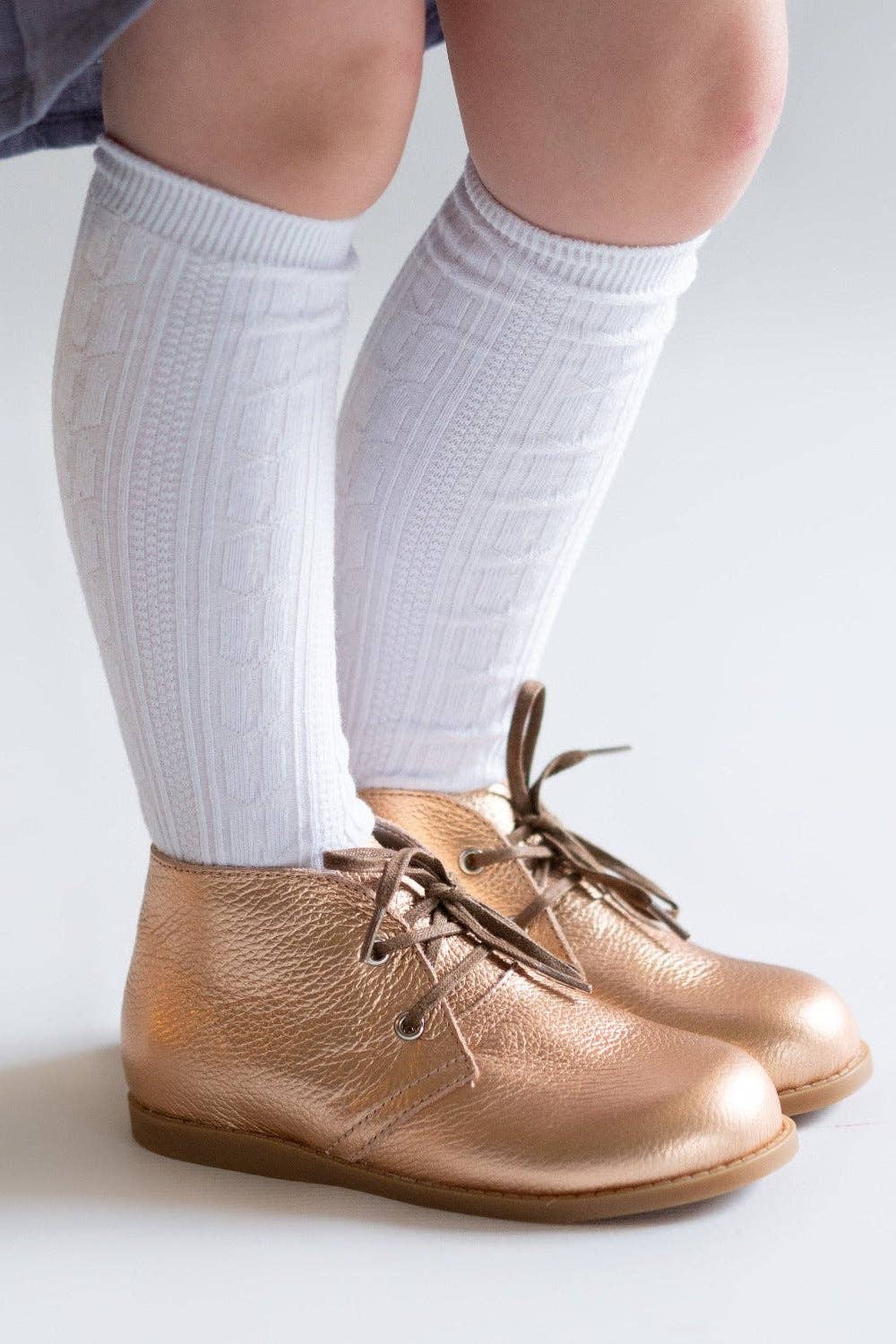 White Cable Knit Knee High Socks