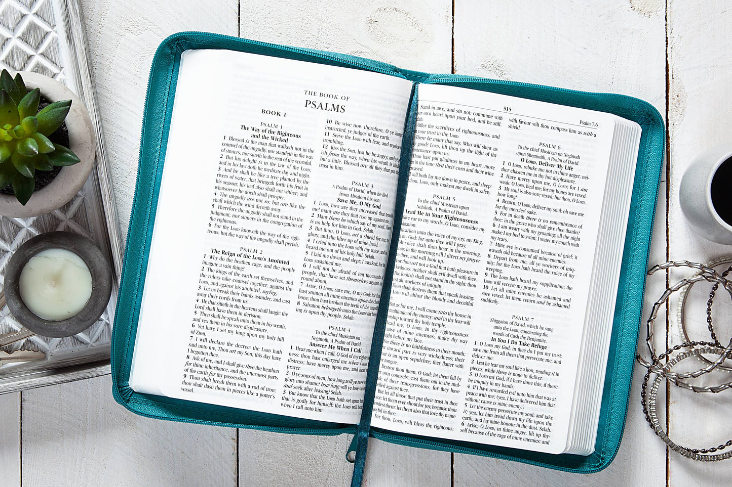 KJV Bible Turquoise Faux Leather with Zippered Cover