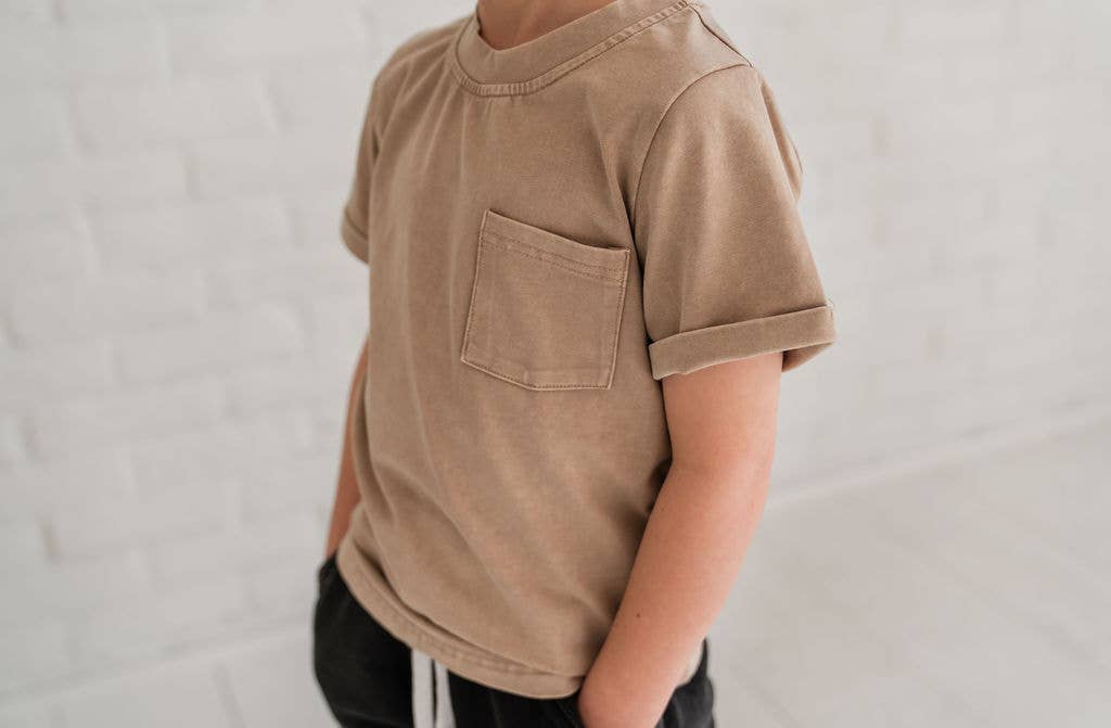 Stonewash Kids Pocket Tee-Hazelnut