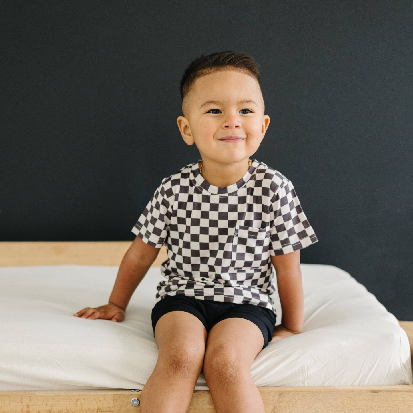 Bamboo Tee-Black Checkered