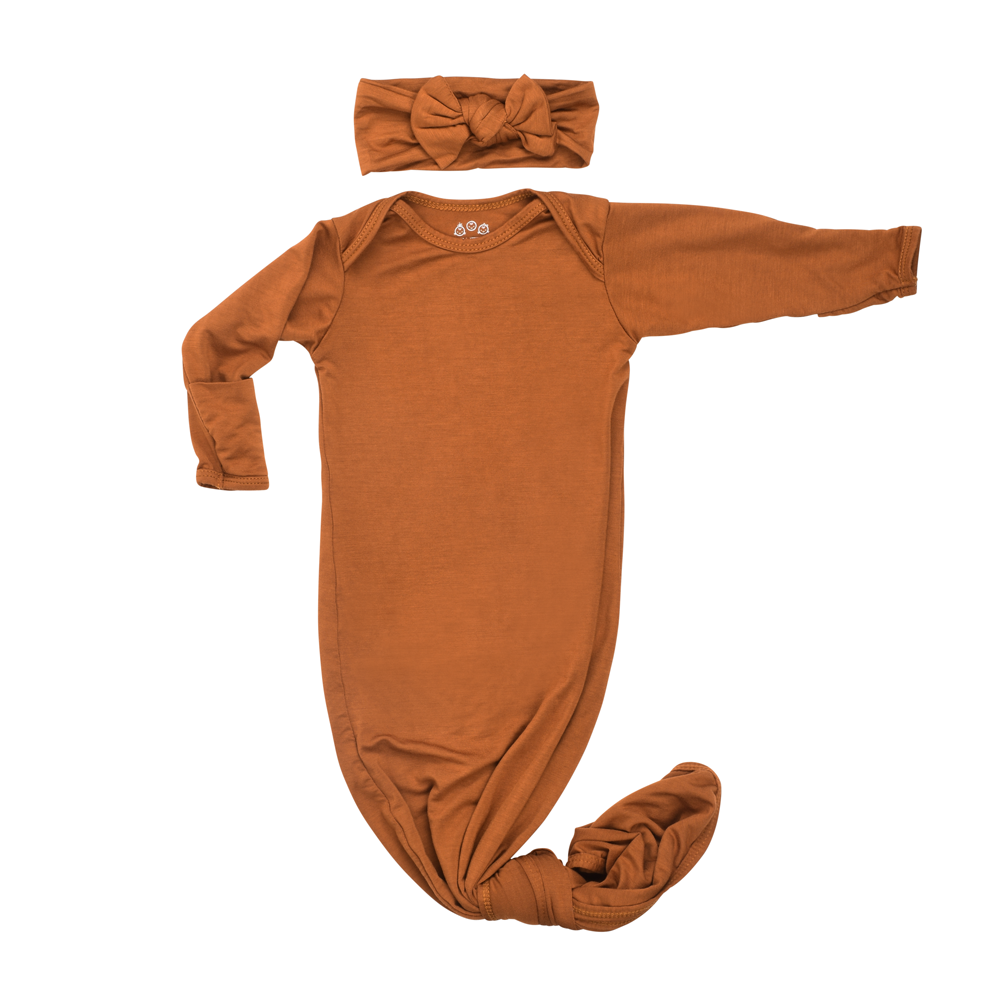 Longhorn Orange Knotted Baby Gown