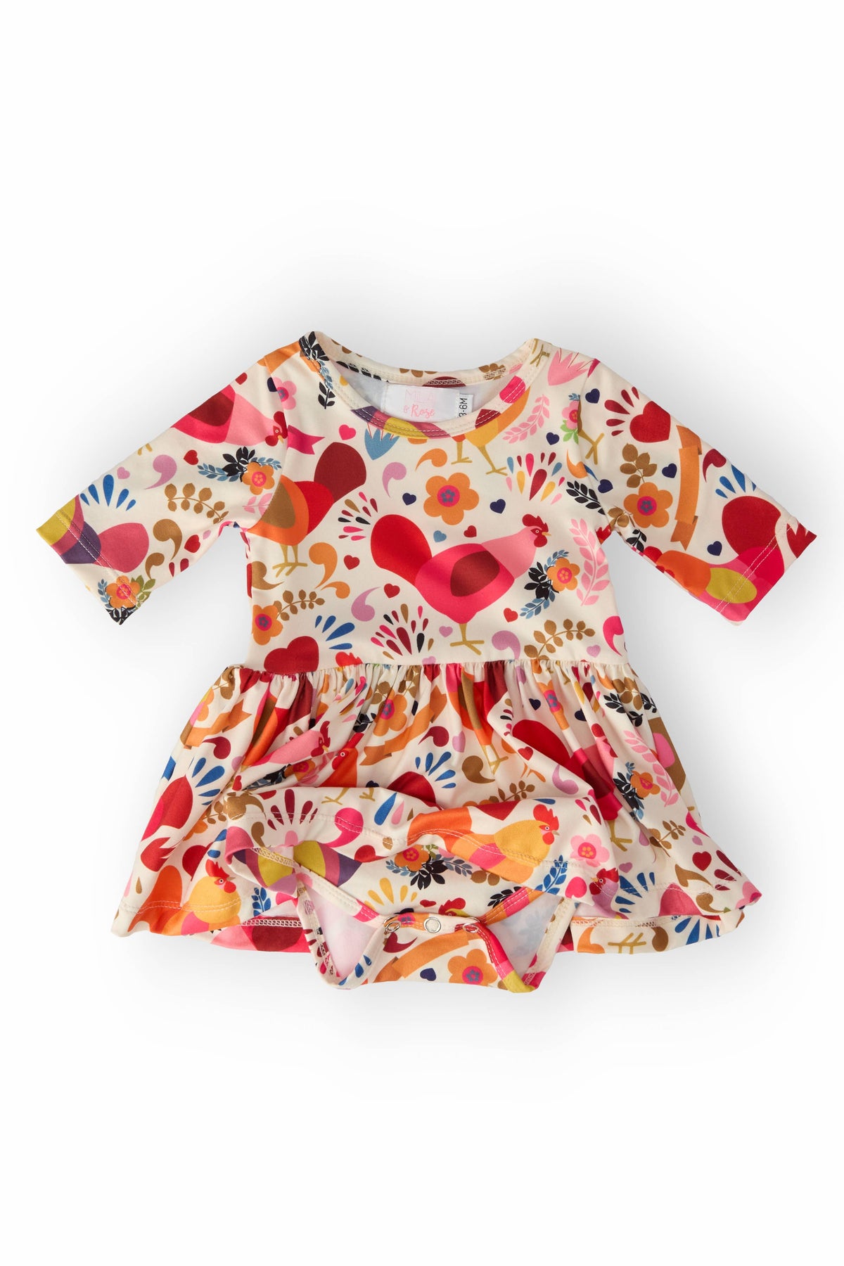 Little Hen twirl bodysuit for baby girls by Mila & Rose