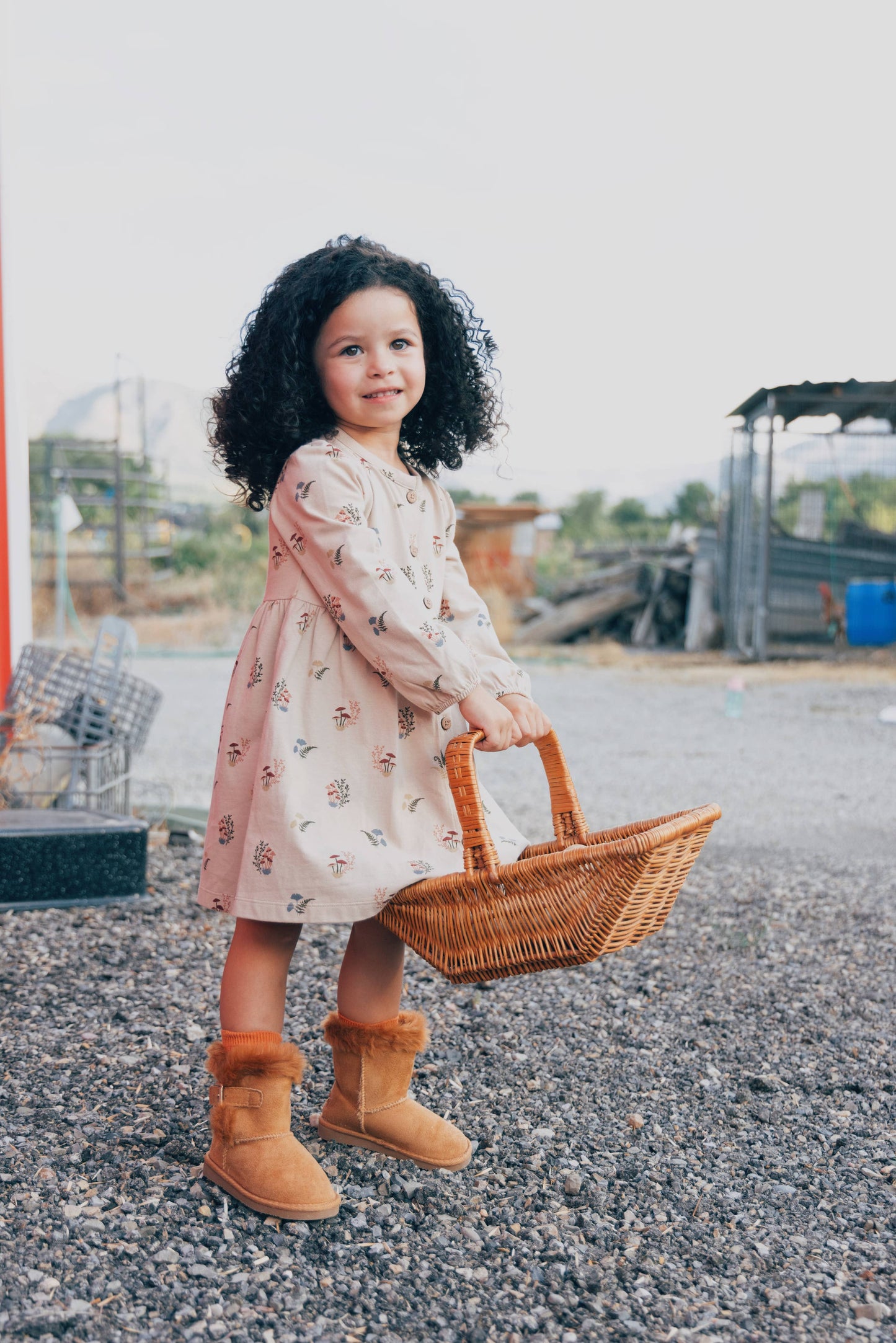 Button Down Dress - Fall Mushroom