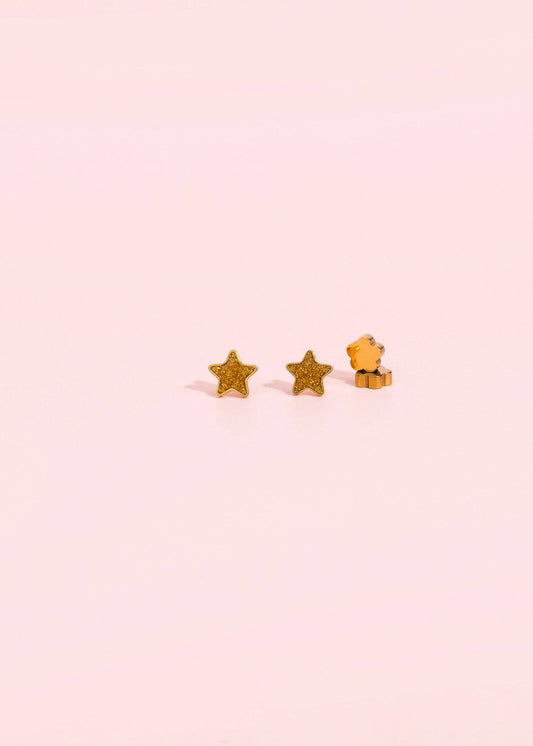 Gold Star Flat Back Earrings