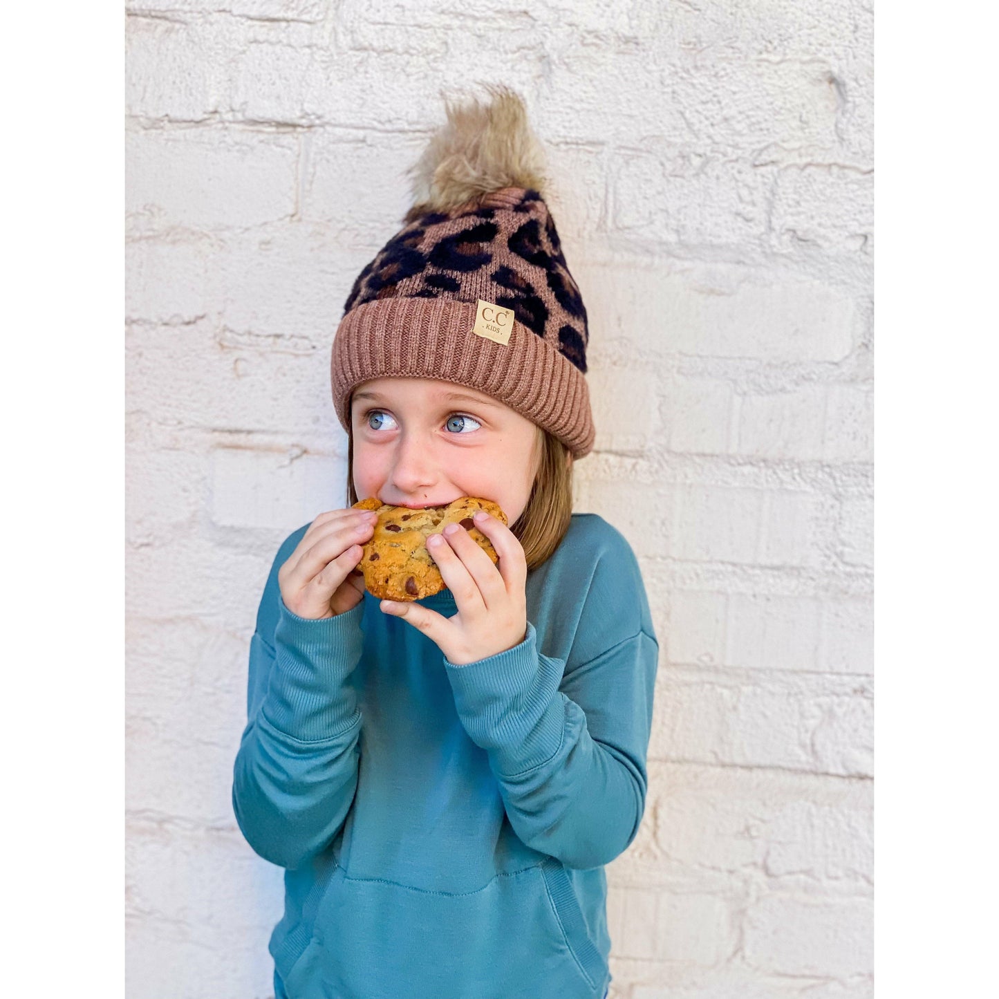 Kids Leopard Pom Beanie