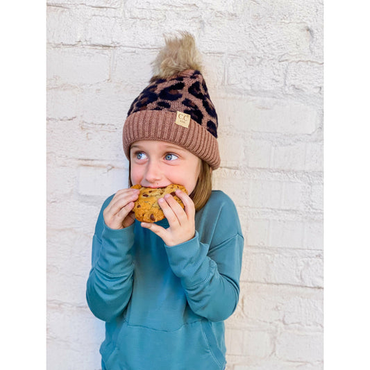 Kids Leopard Pom Beanie