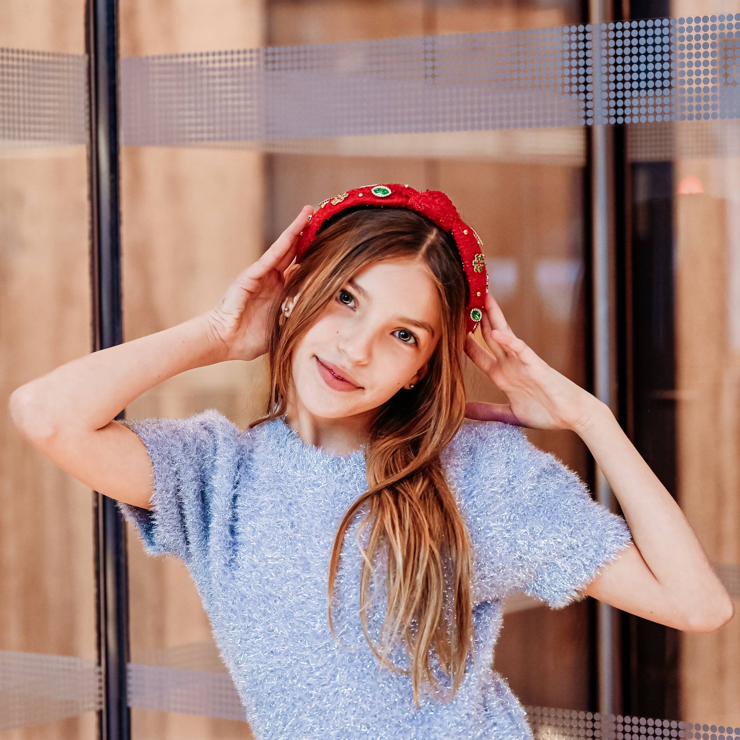 Christmas Embellished Tweed Knot Headband