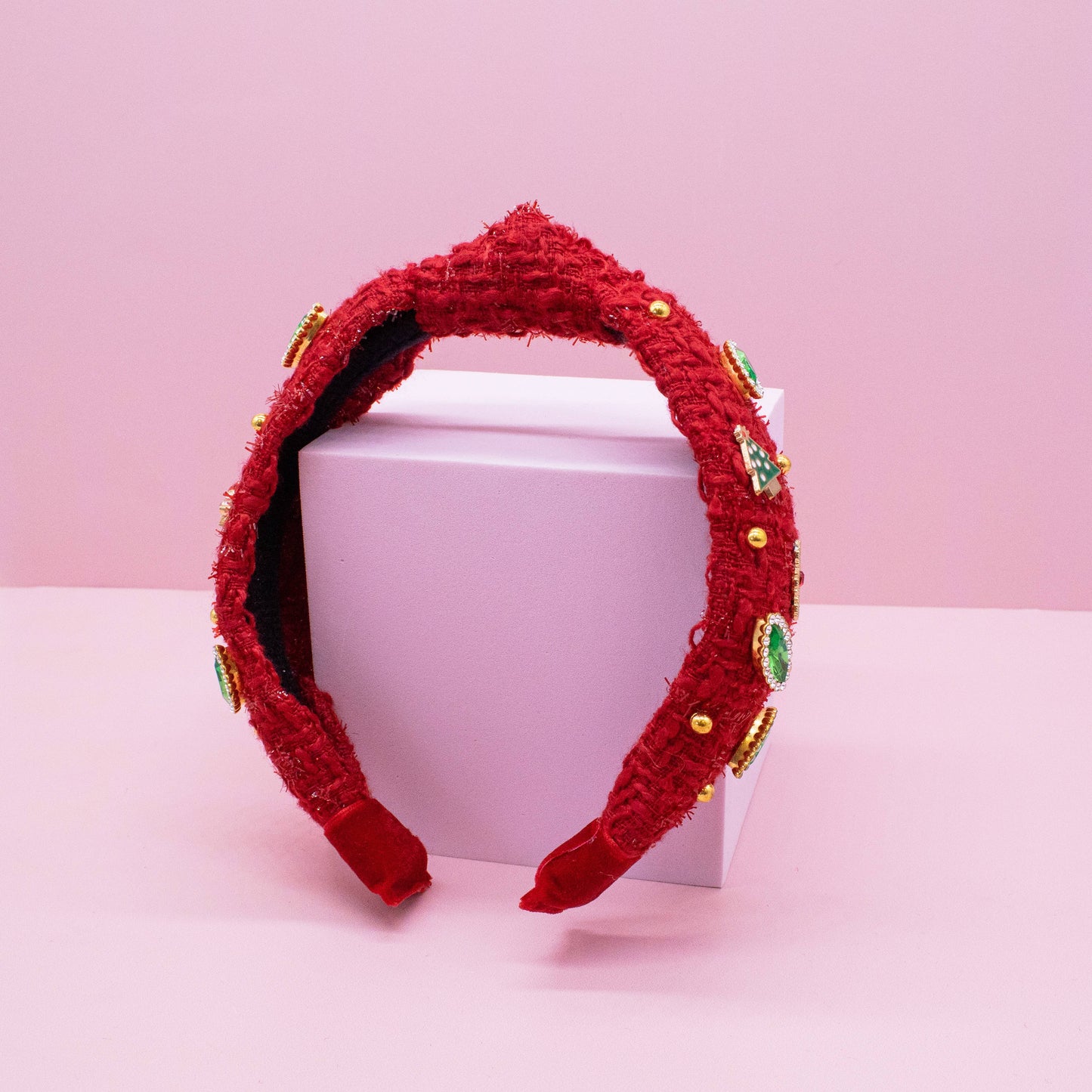 Christmas Embellished Tweed Knot Headband