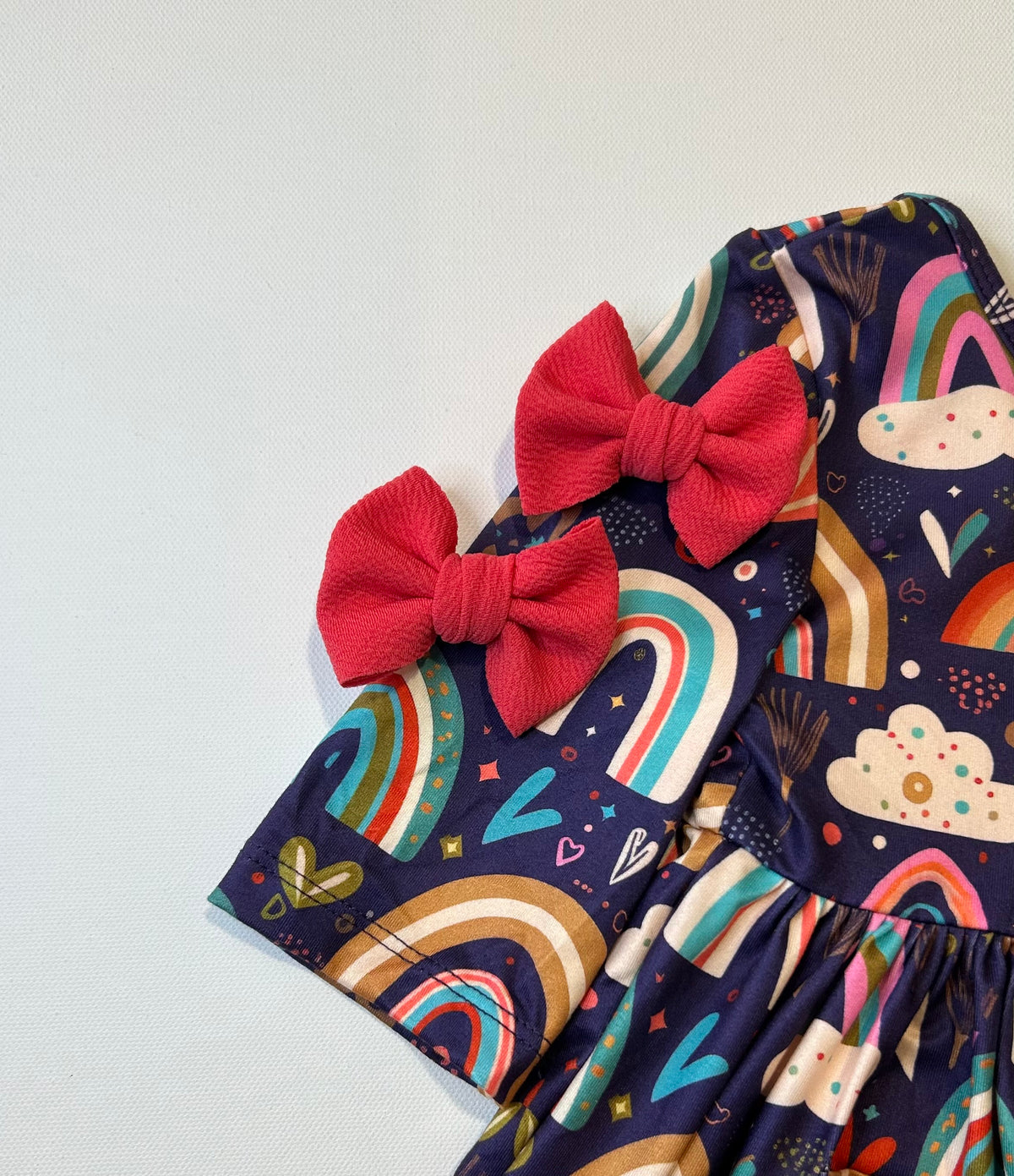 Midnight Rainbow 3/4 sleeve pocket twirl dress by Mila & Rose