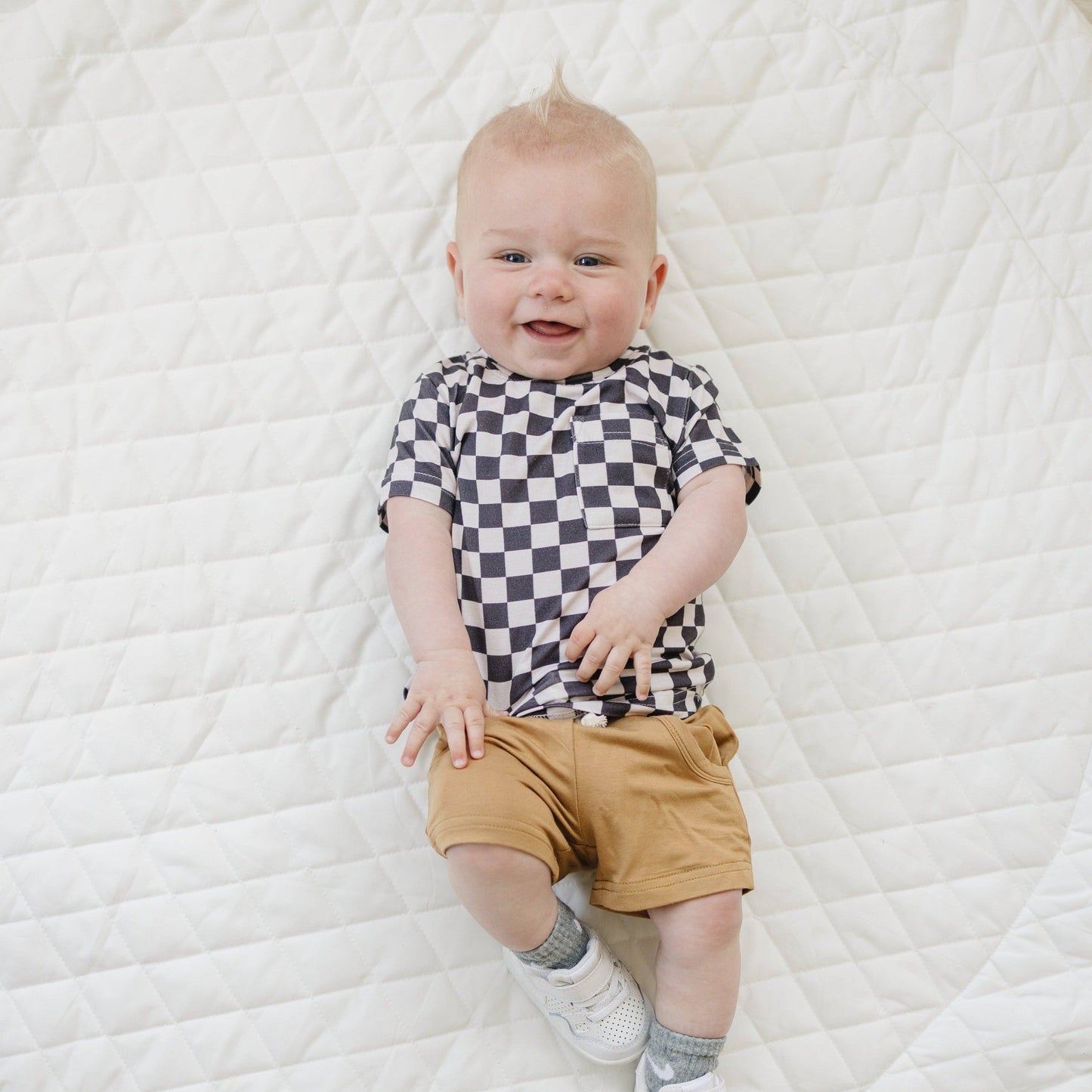Bamboo Tee-Black Checkered