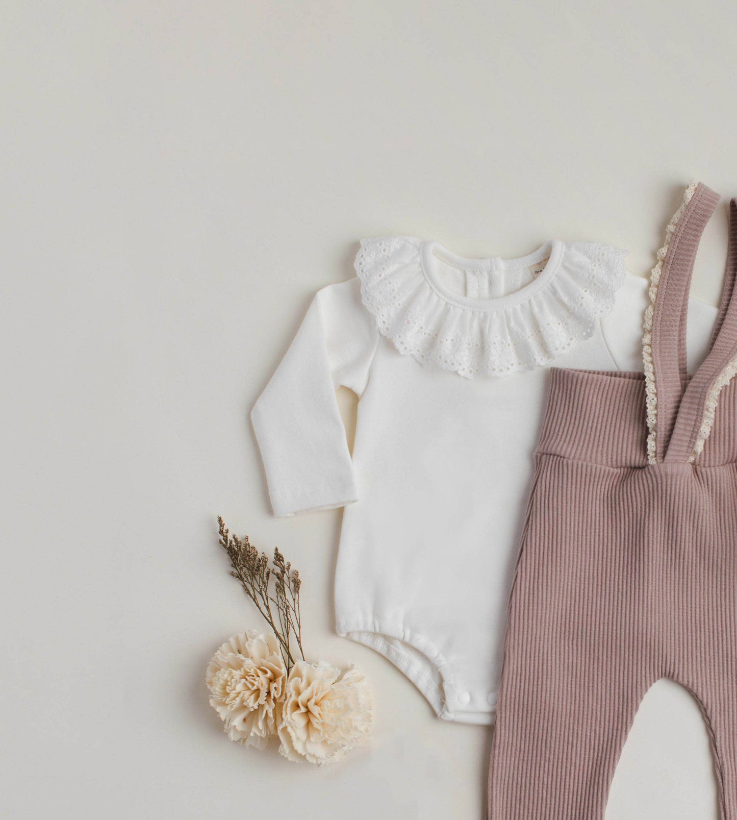 White Ruffle Collared Long Sleeve Body Suit