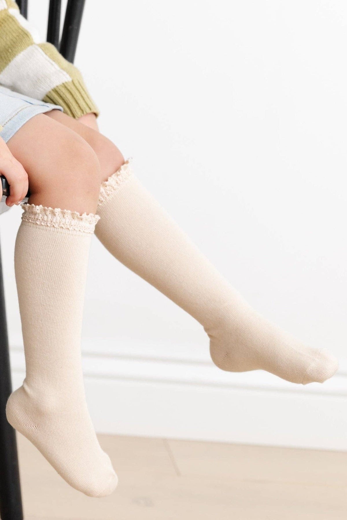 Vanilla Lace Top Knee High Socks