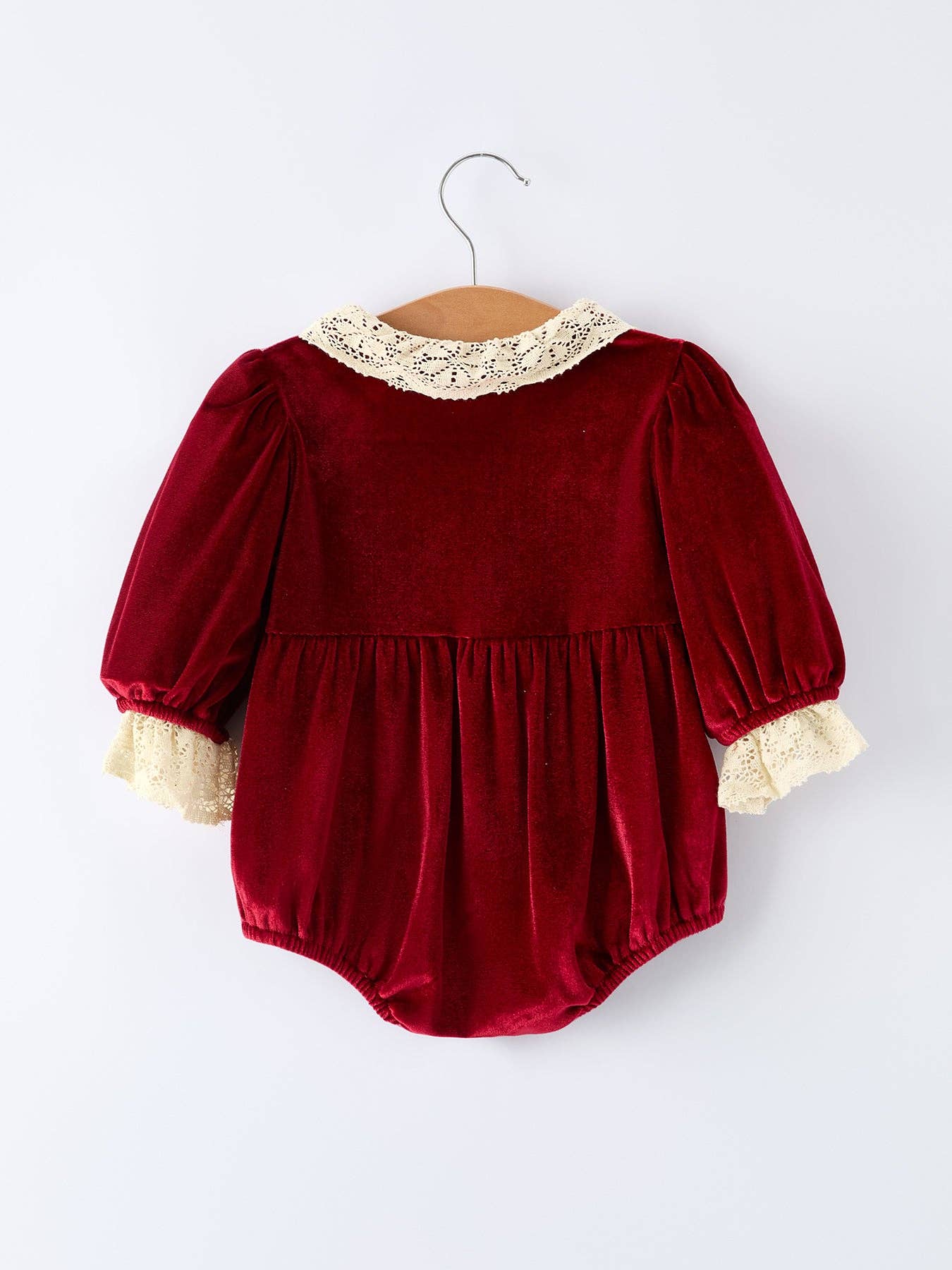 Velvet Long Sleeve Lace Romper