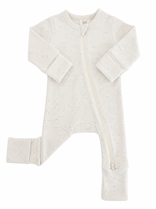 Cream Speckle 2-Way Zip Romper