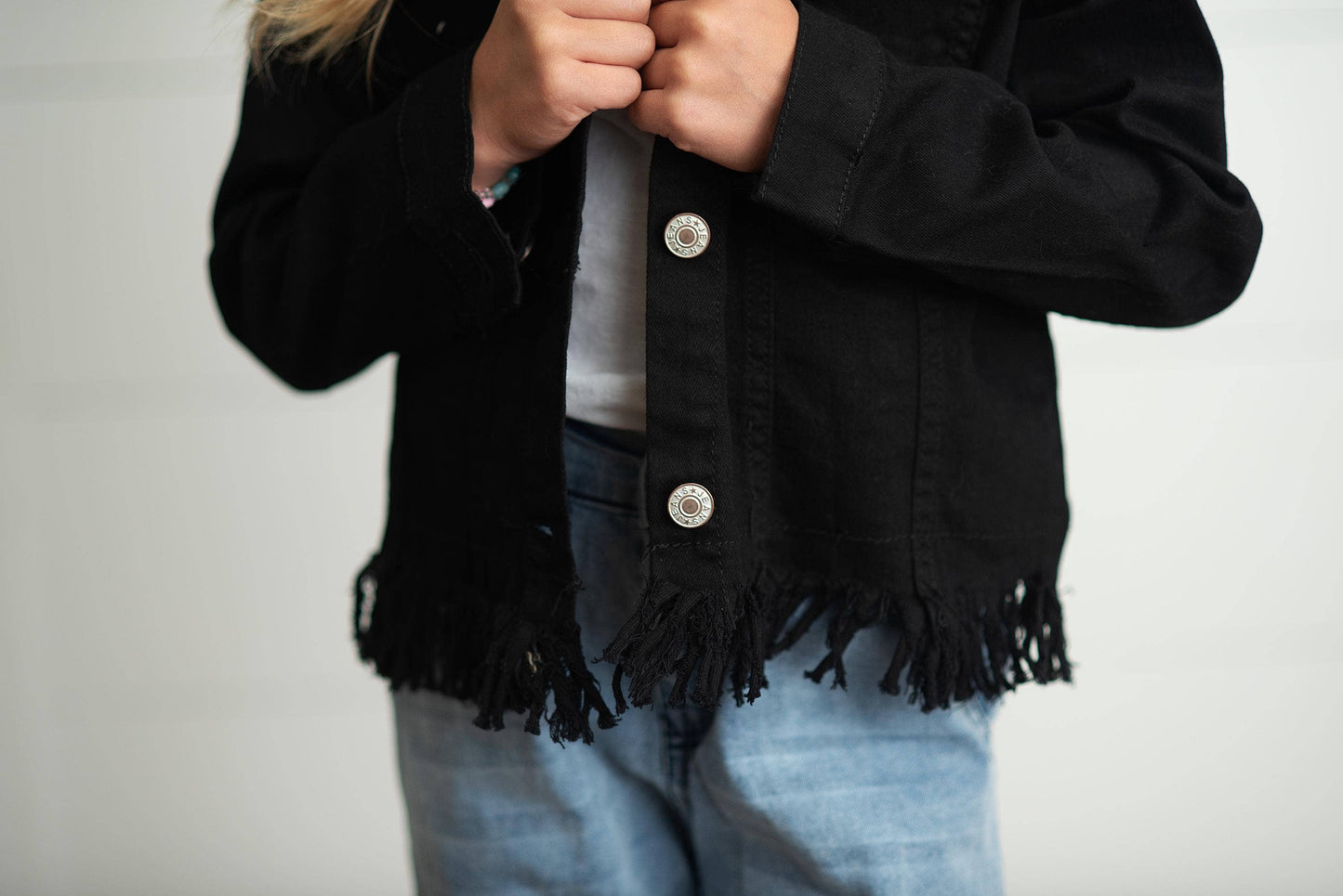 Black Denim Fringe Jean Jacket