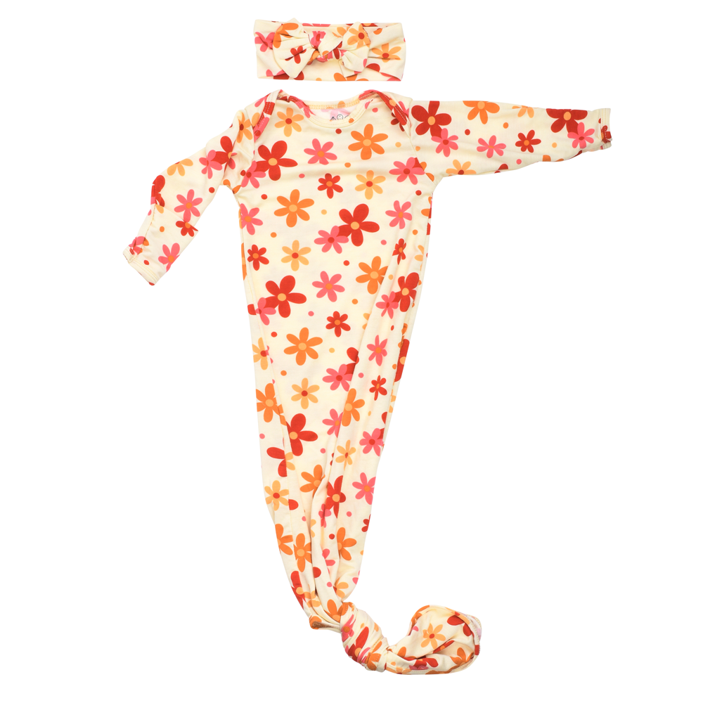 Groovy Flower Knotted Baby Gown