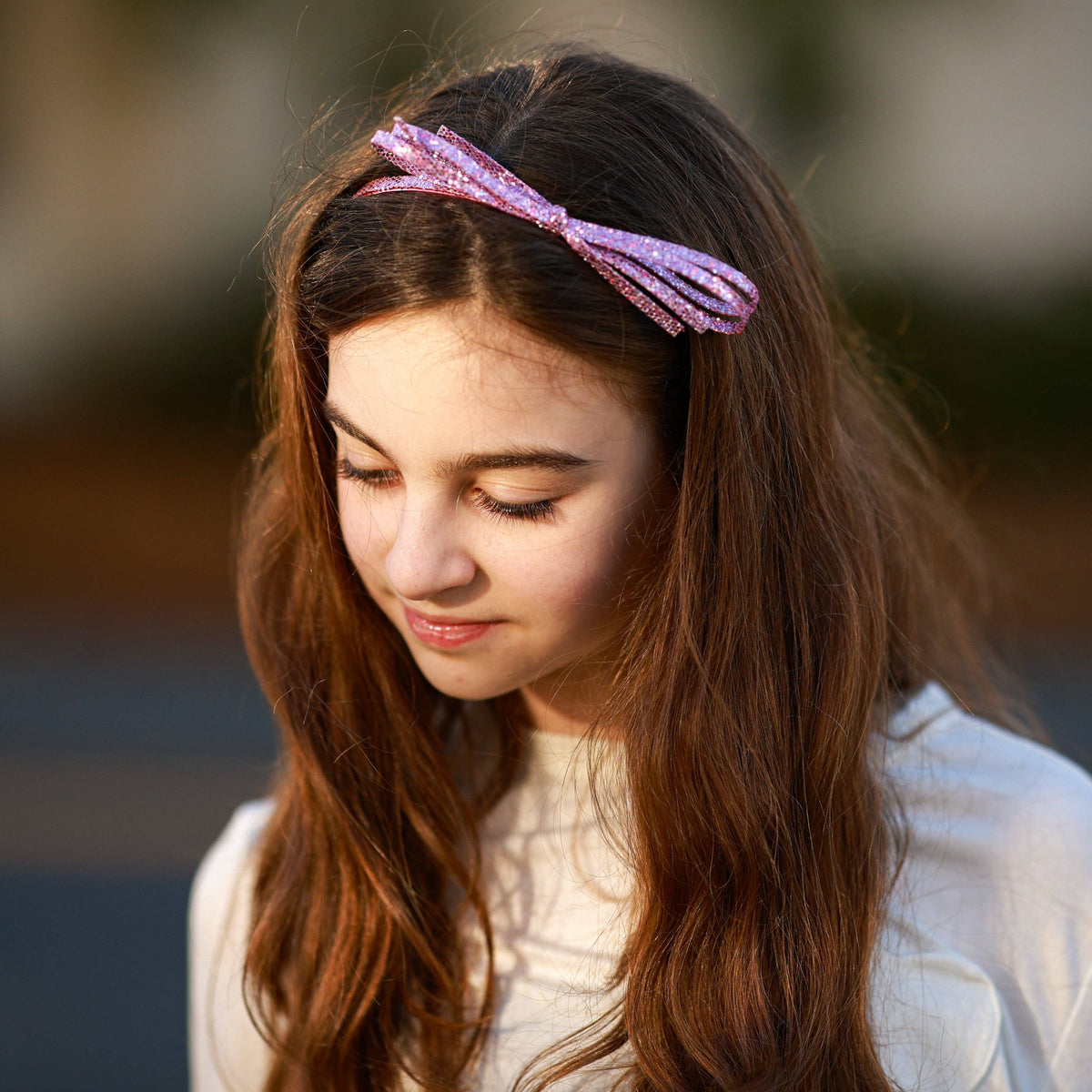 Thin Metallic Bow Headband