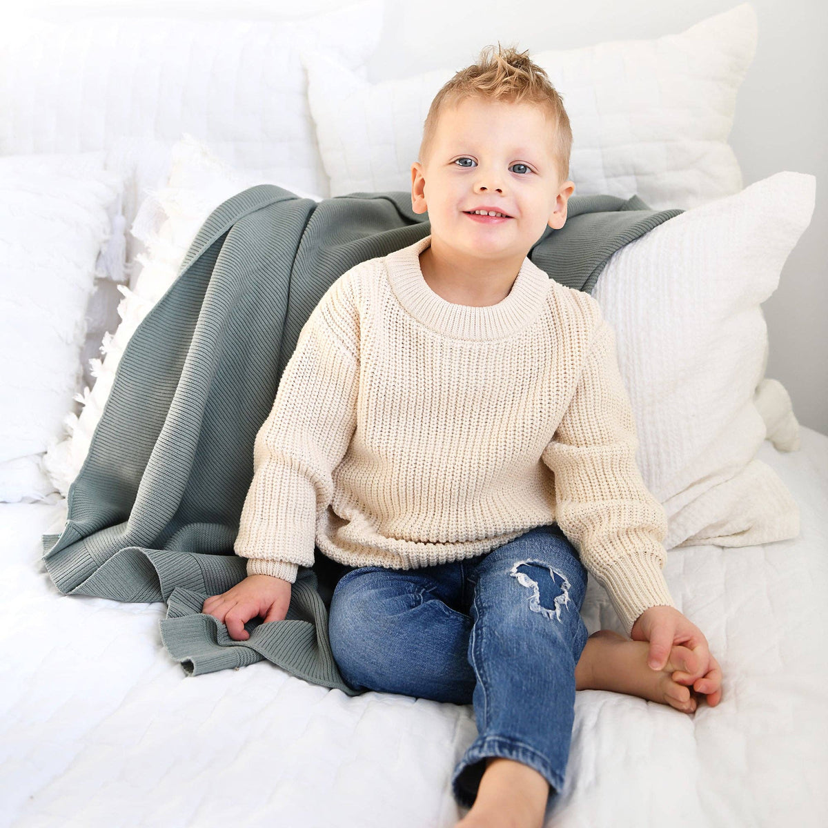 Oatmeal Solid Knit Sweater