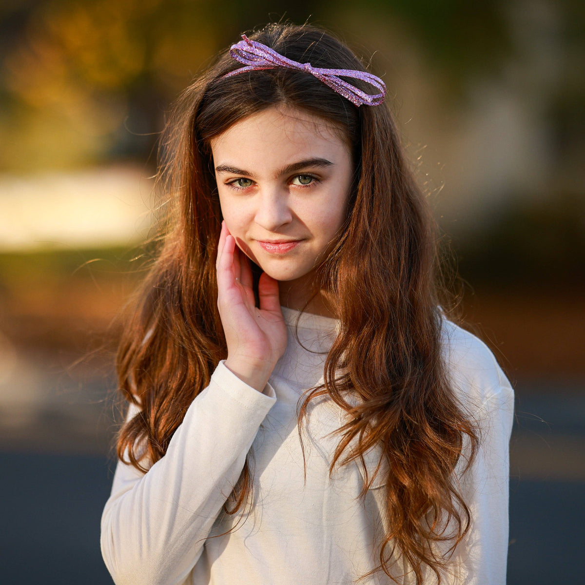 Thin Metallic Bow Headband