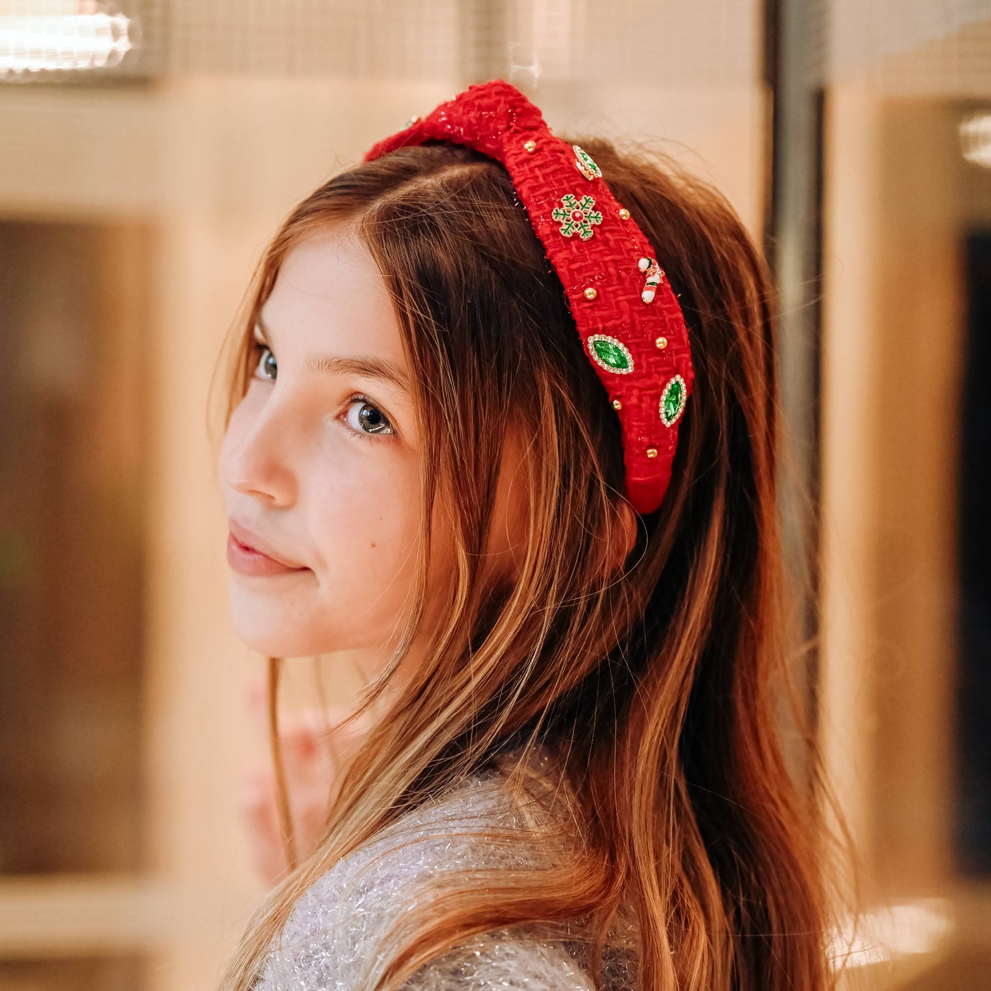 Christmas Embellished Tweed Knot Headband
