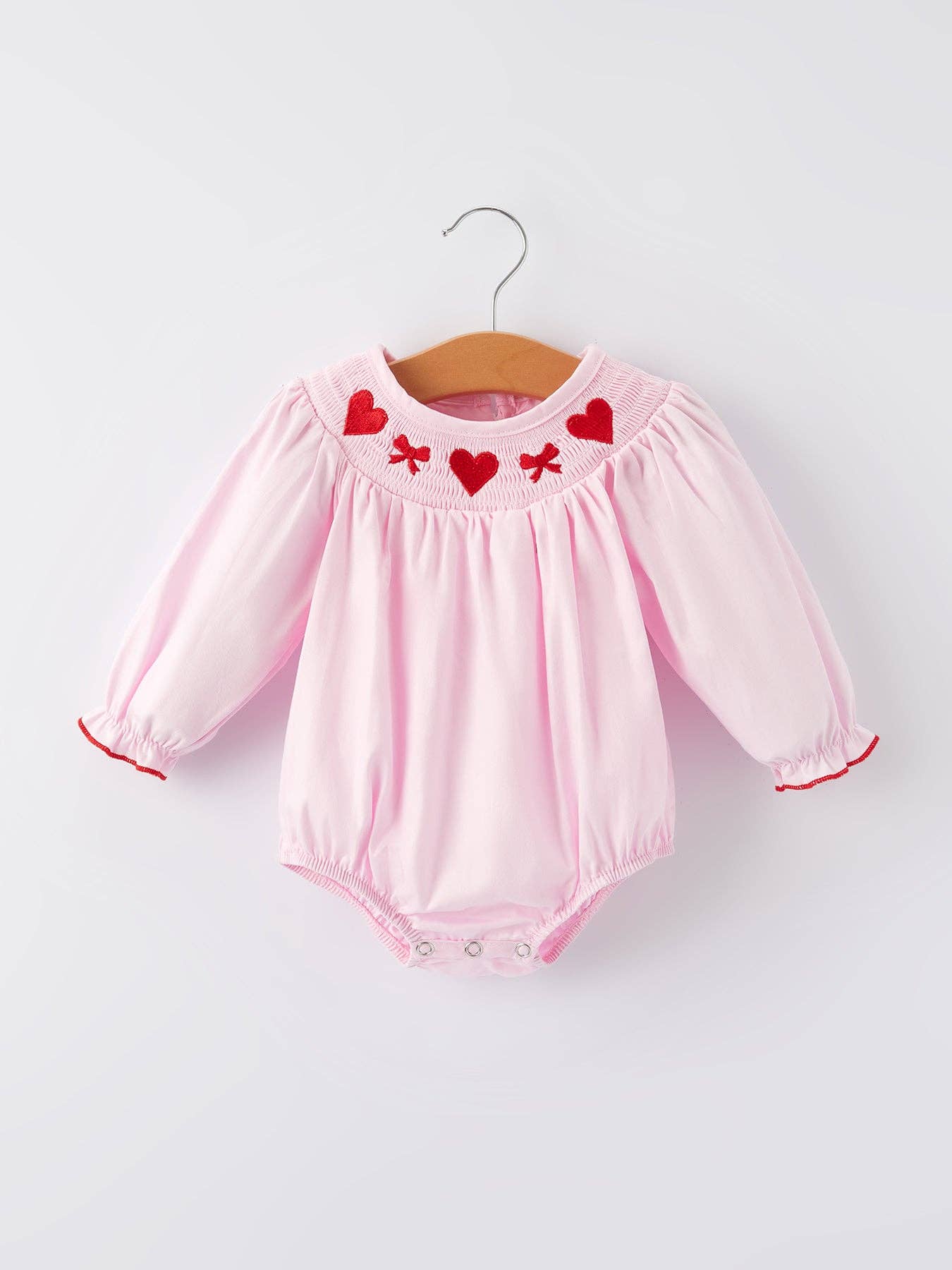 Sweetheart Smocked Long Sleeve Romper
