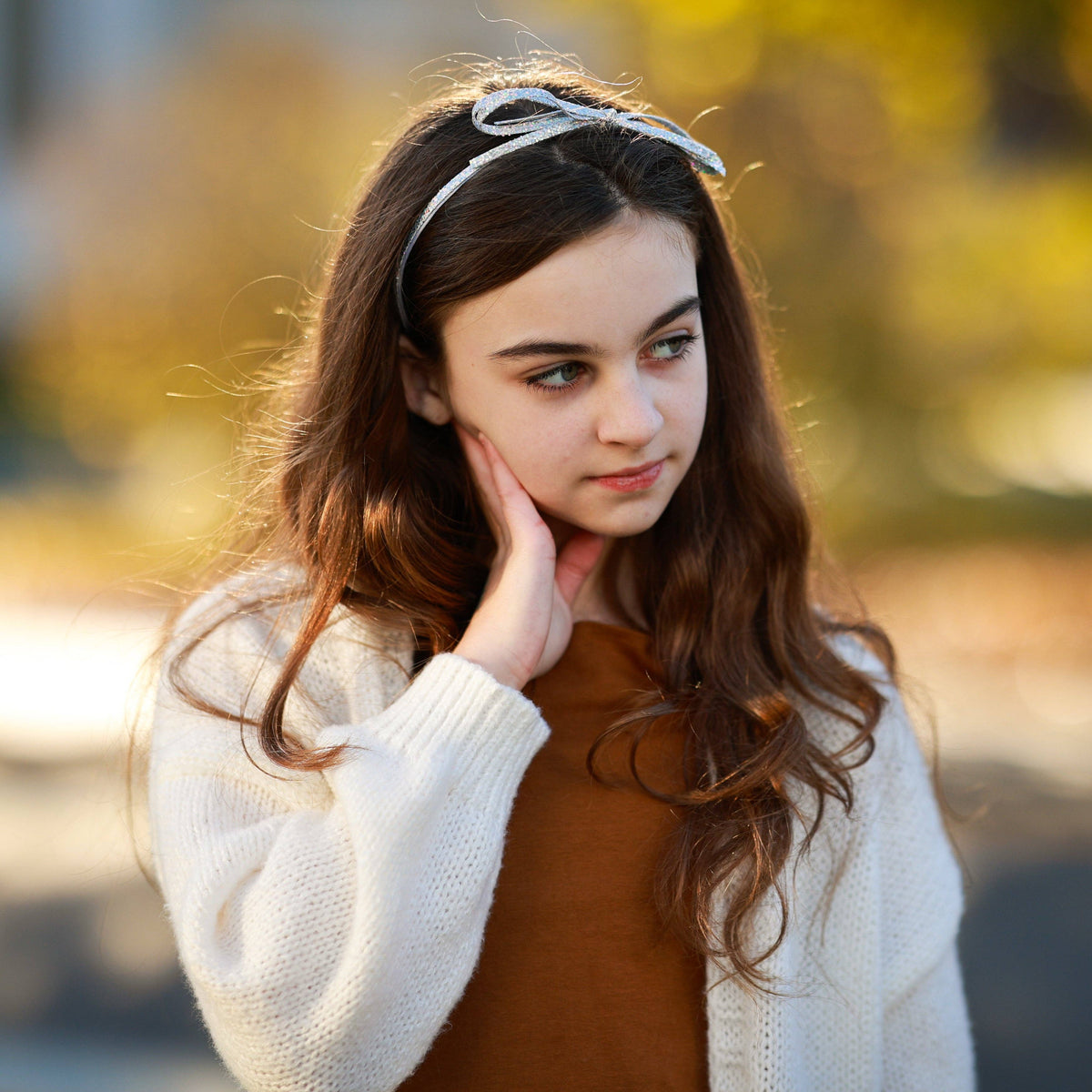 Thin Metallic Bow Headband