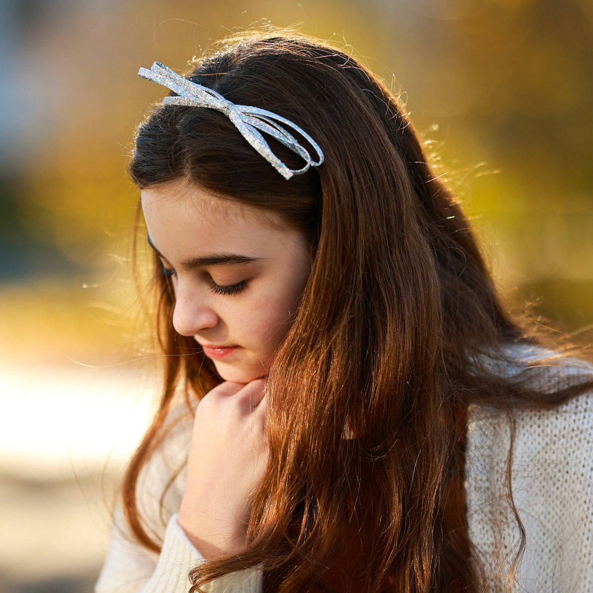 Thin Metallic Bow Headband