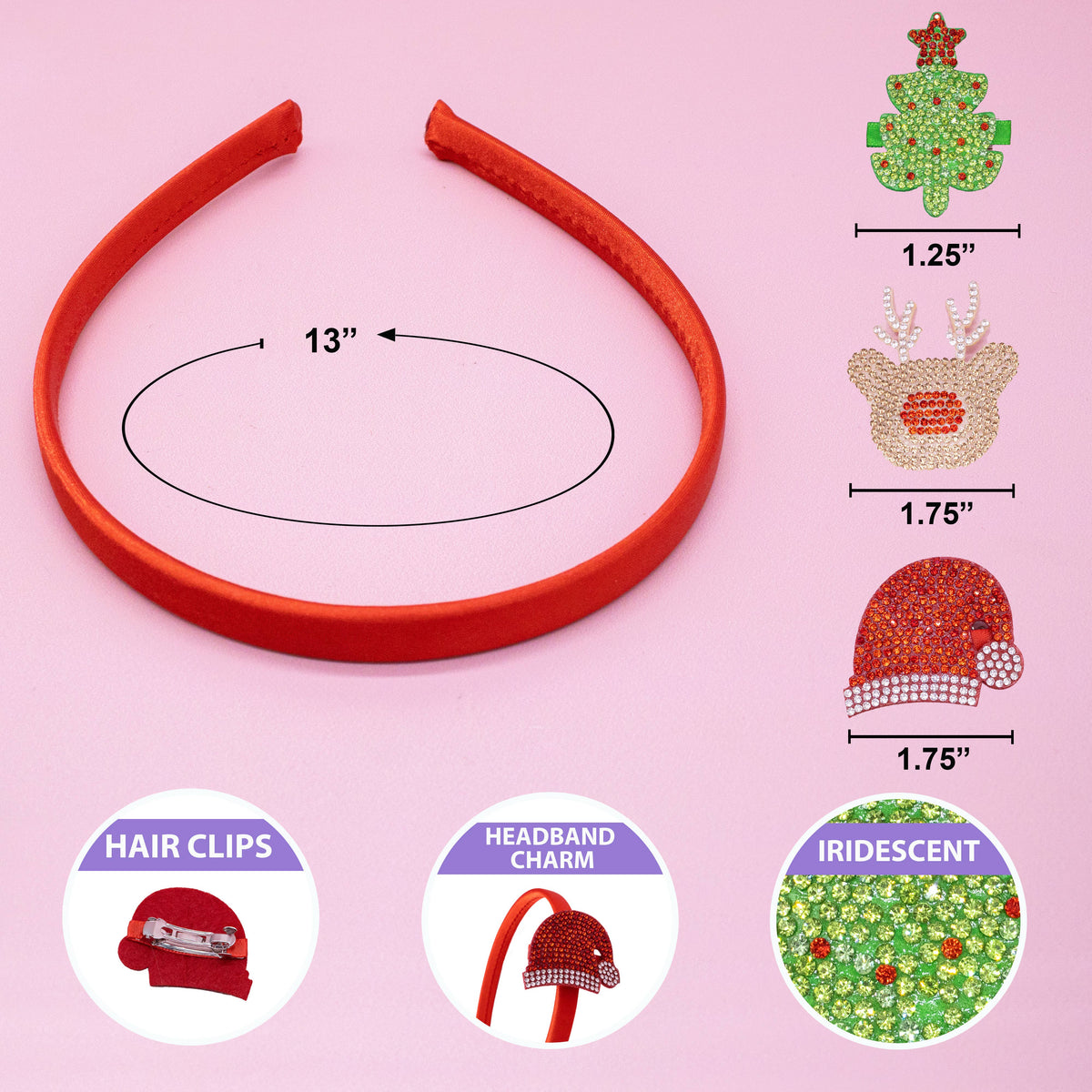 Christmas Charm Headband with Interchangeable Clips