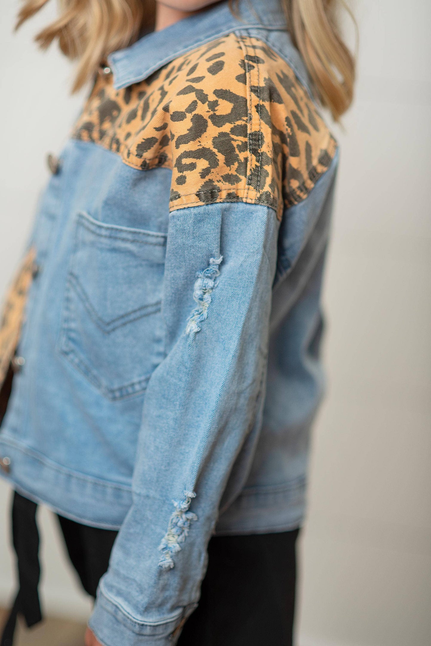 Denim Leopard Jean Jacket
