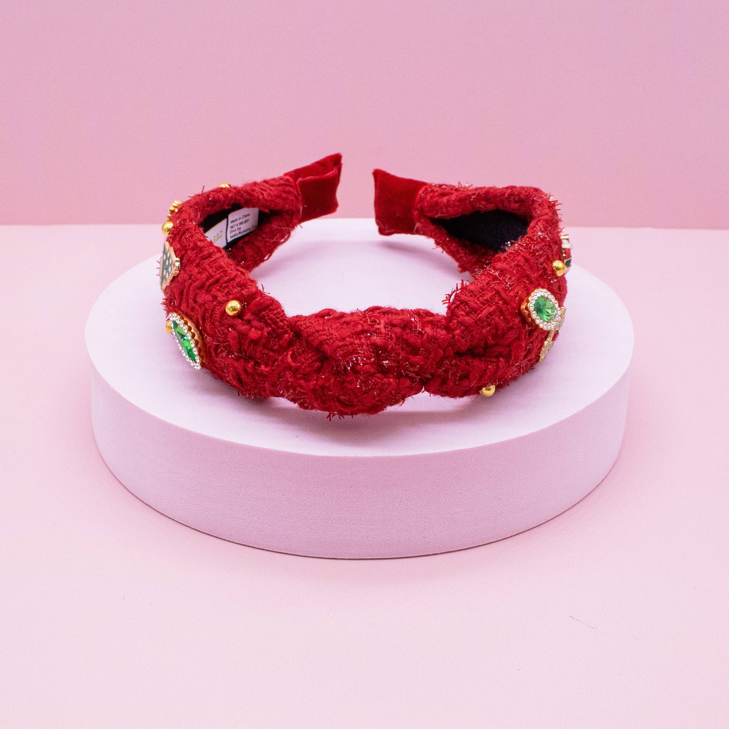 Christmas Embellished Tweed Knot Headband