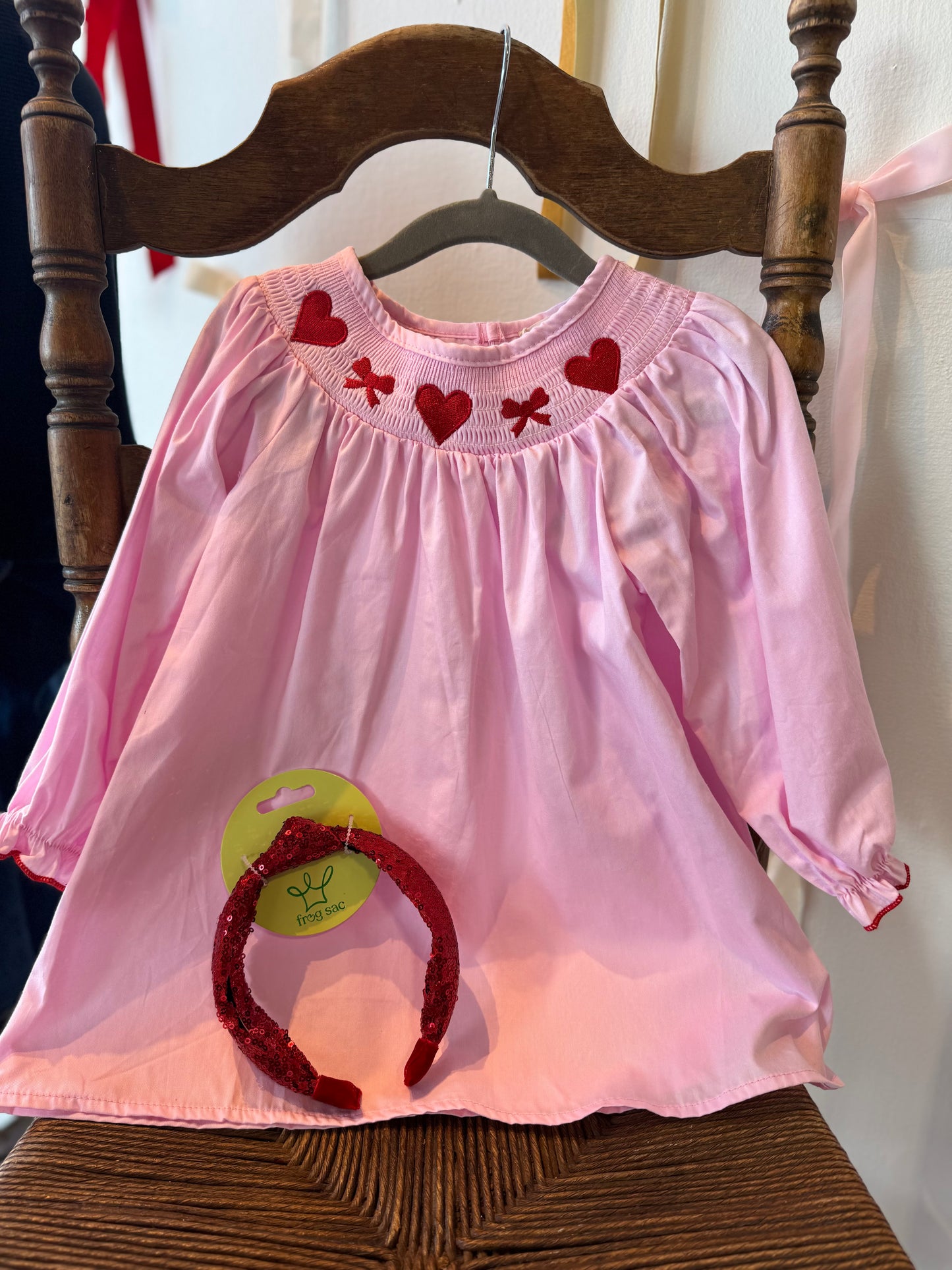 Sweetheart Smocked Long Sleeve Dress