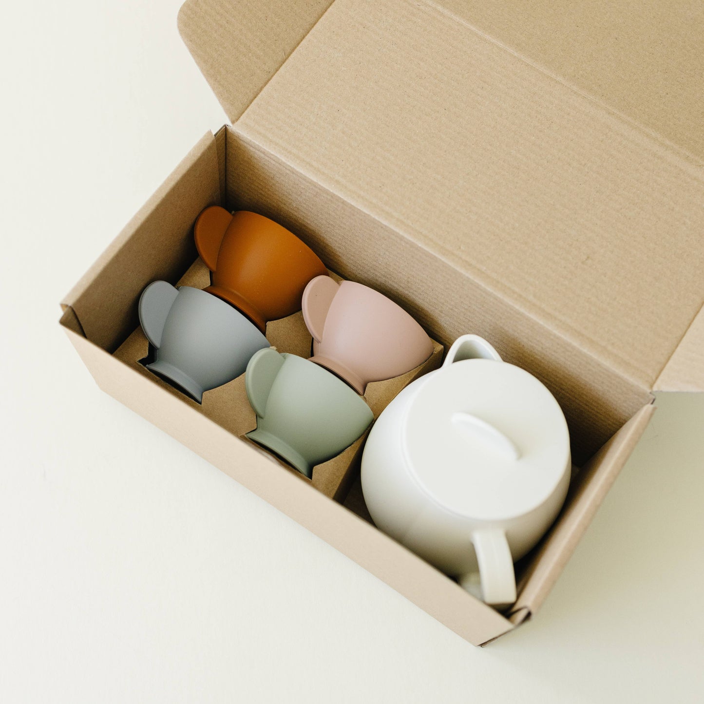 Cream Silicone Tea Set- 12 Piece Set