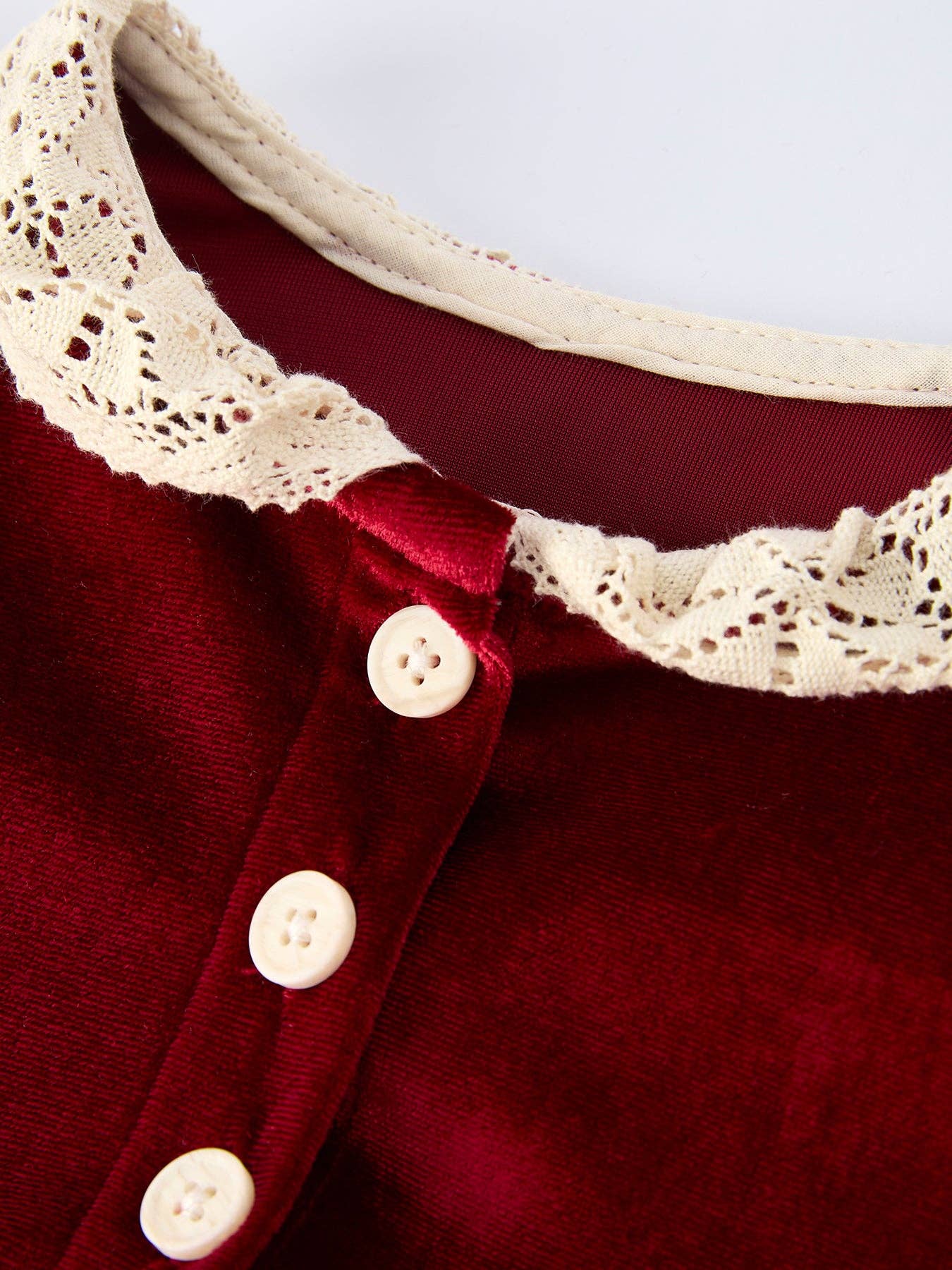 Velvet Long Sleeve Lace Romper