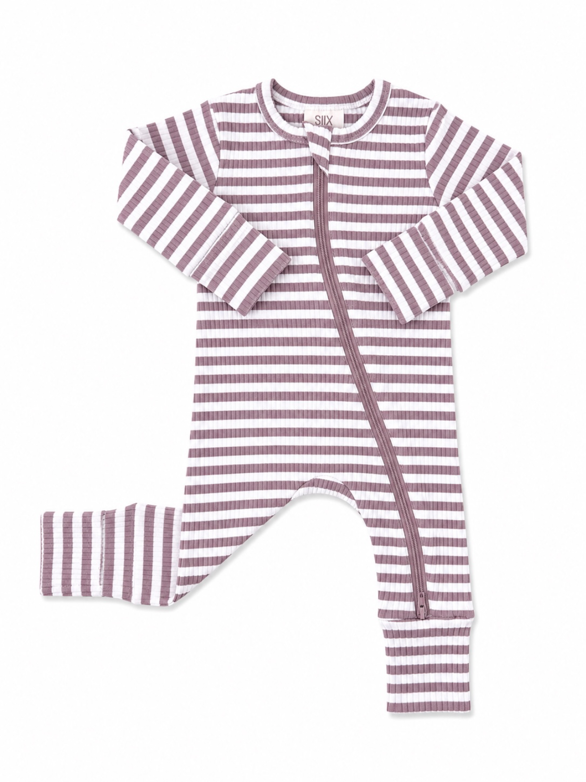 Ribbed Violet Stripe 2-Way Zip Romper