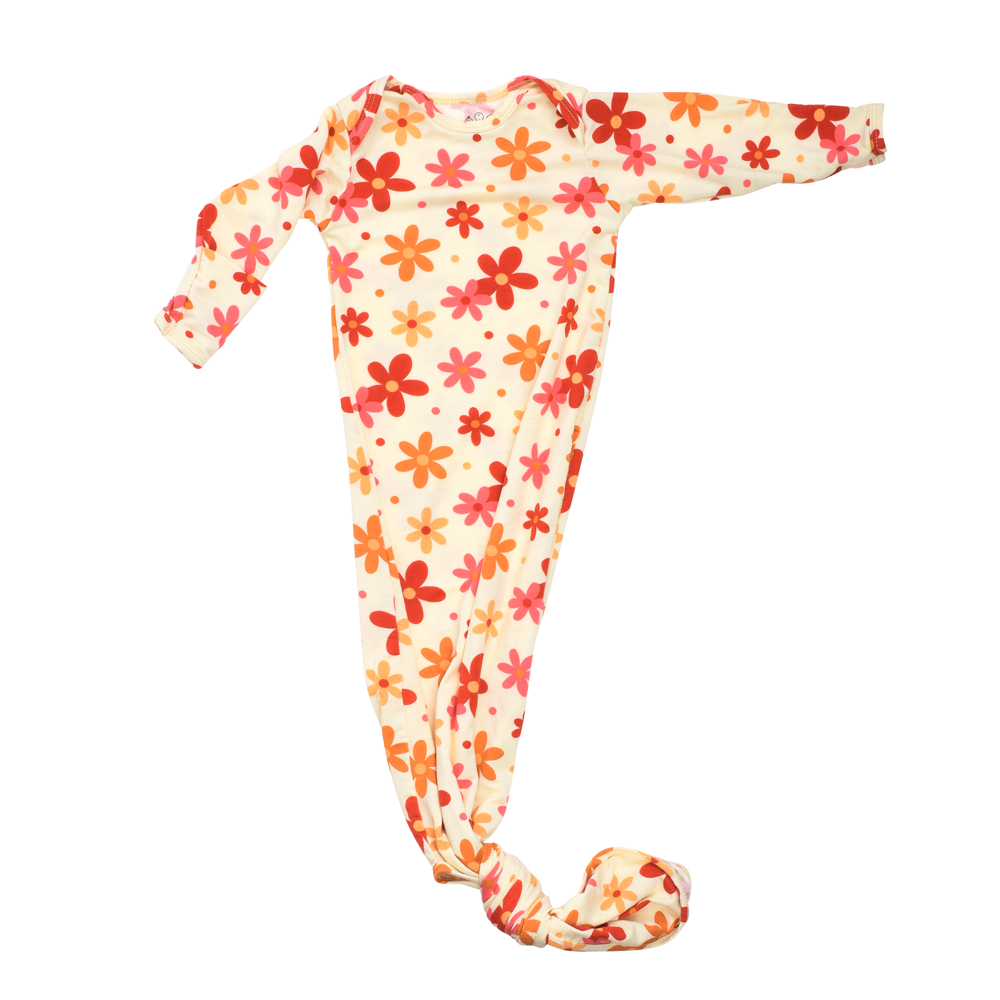 Groovy Flower Knotted Baby Gown