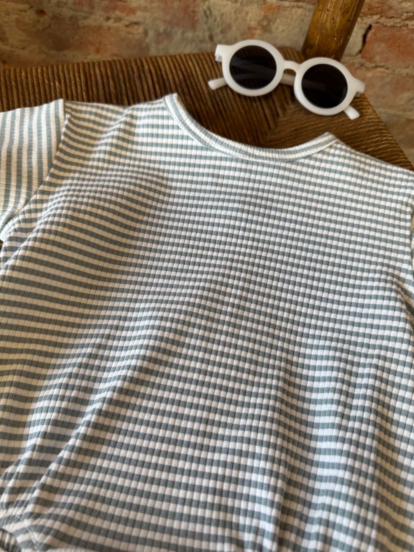 Dusty Blue Stripe T-Shirt Bubble