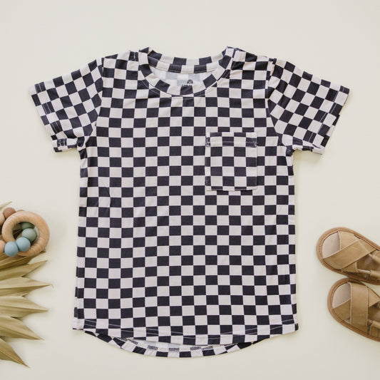 Bamboo Tee-Black Checkered